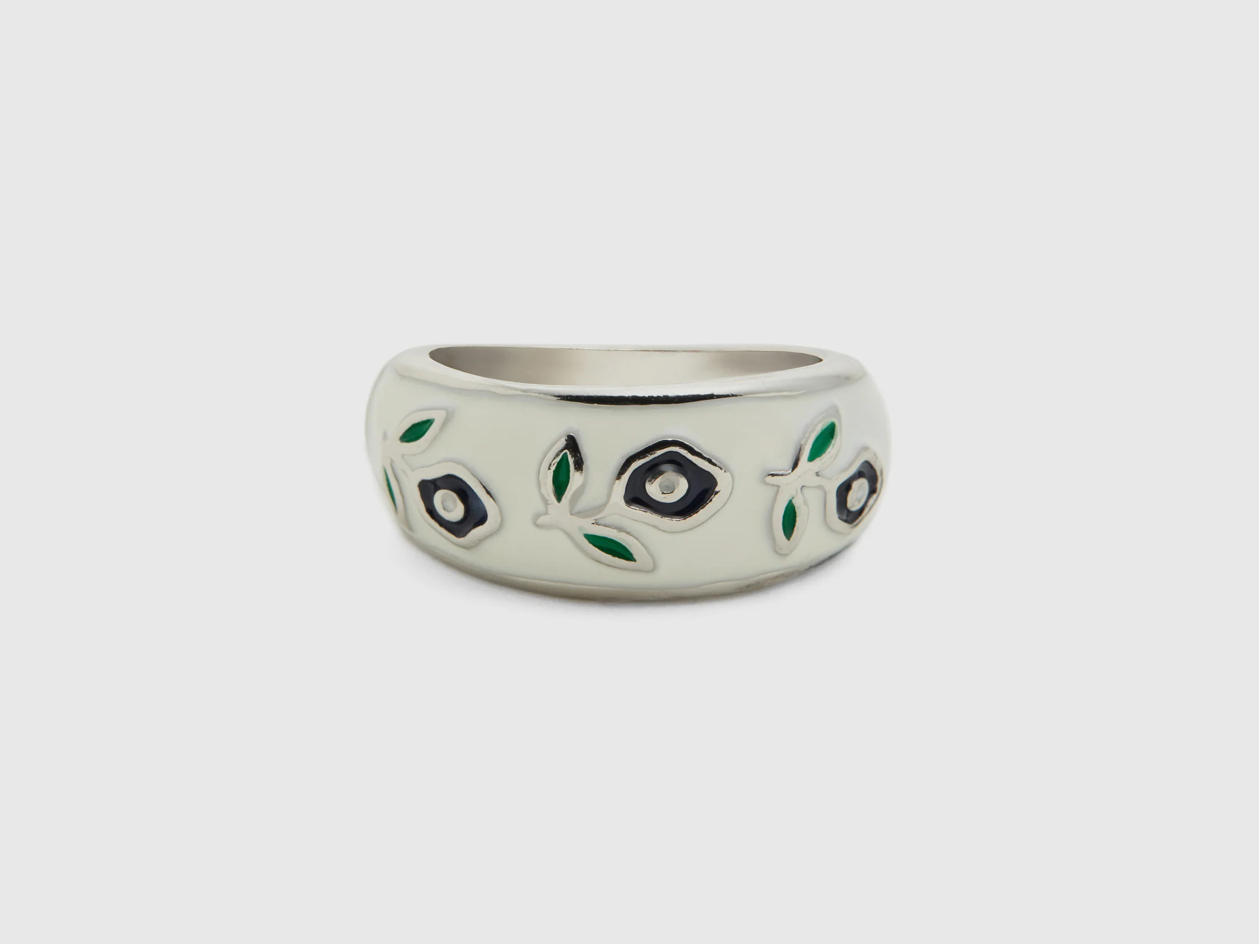 Anello a fascia con fiori blu scuro