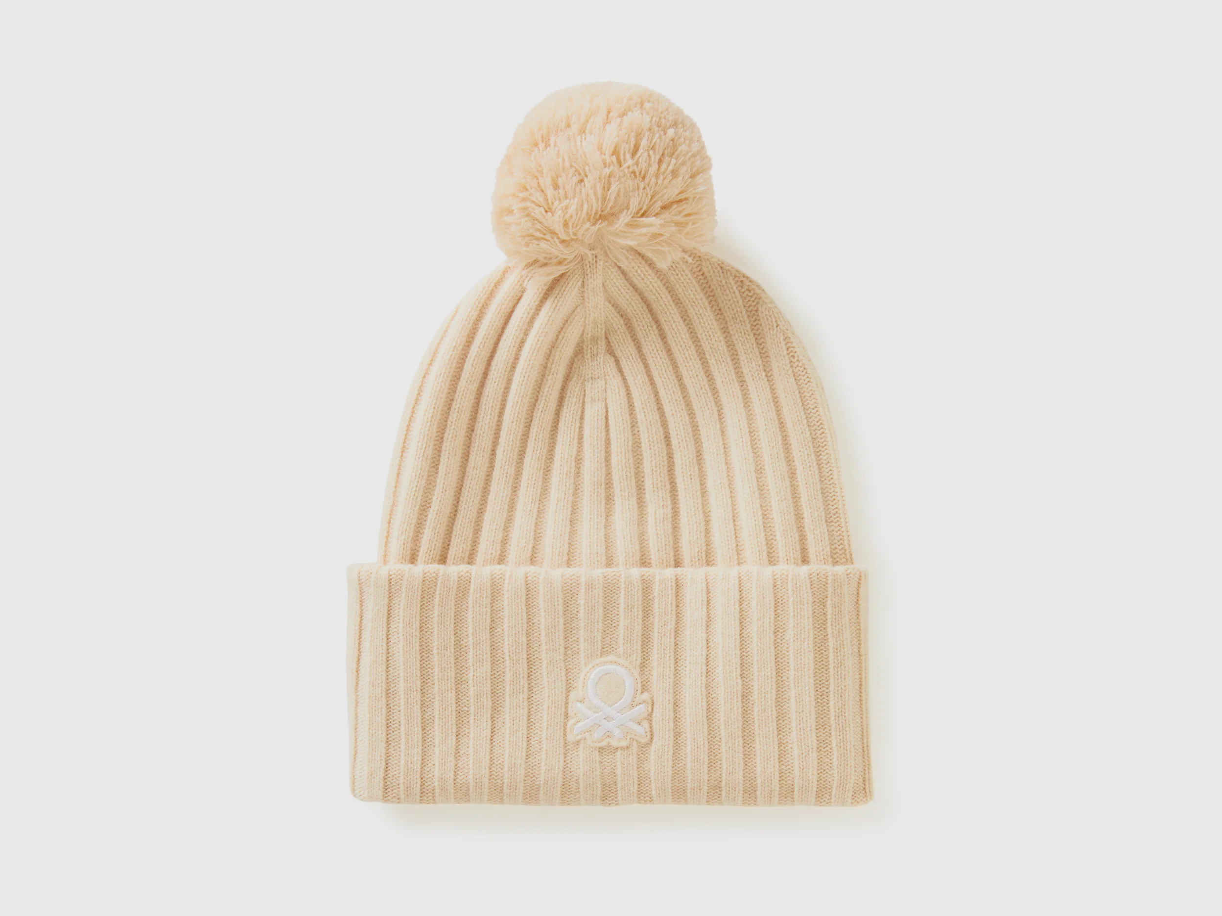 Berretto con logo e pom pom