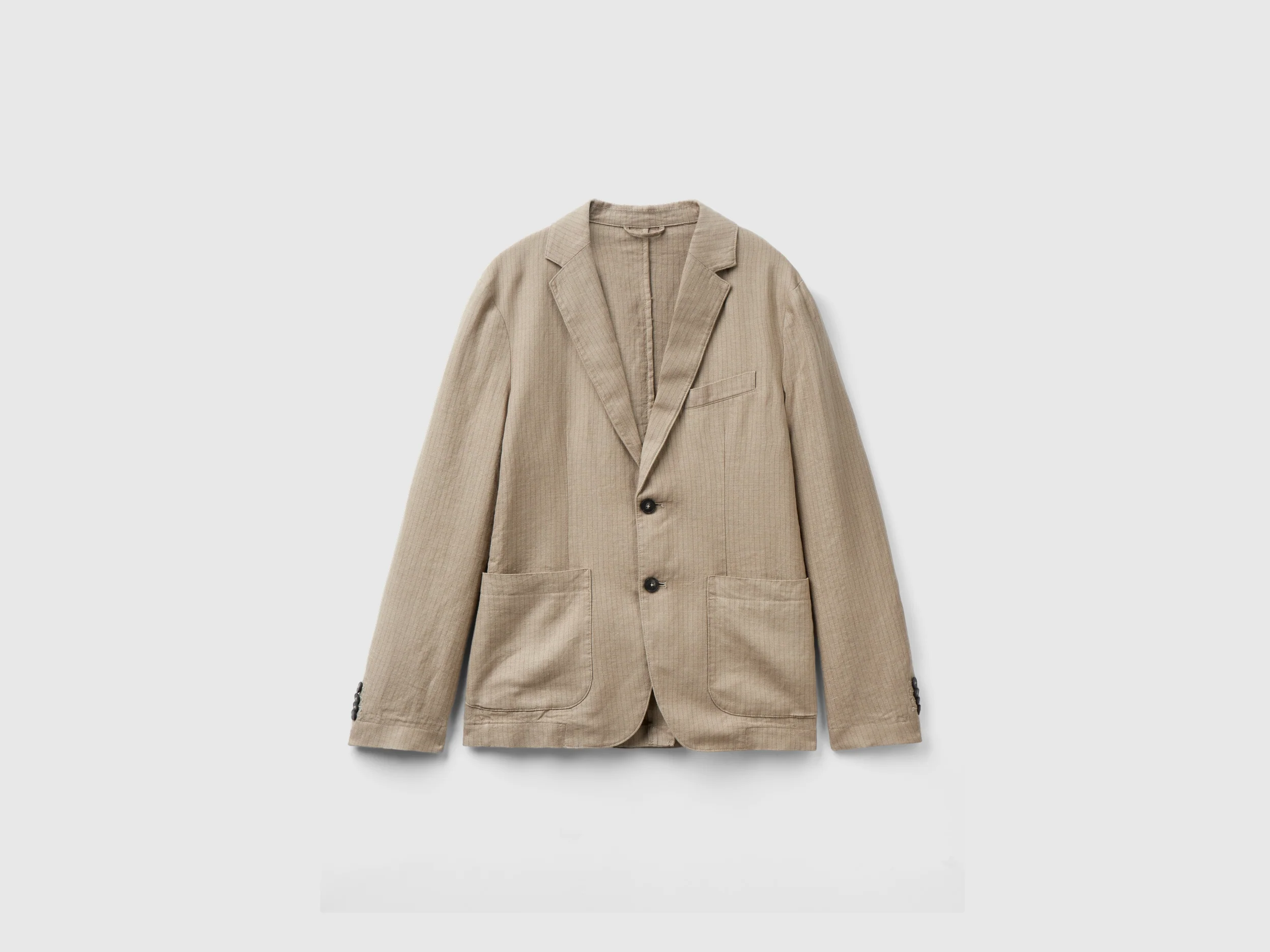 Blazer rigato in misto lino