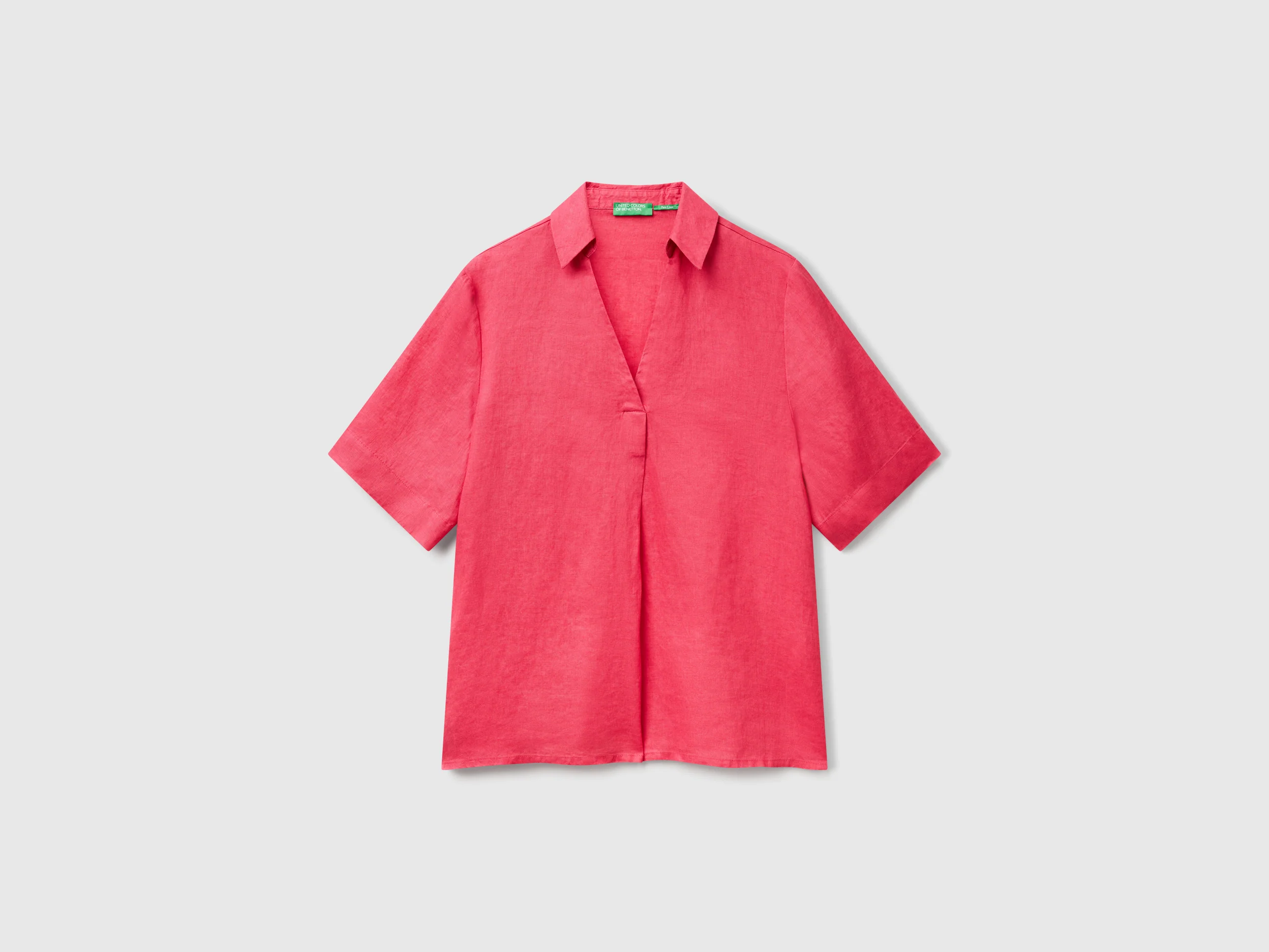 Blusa manica corta in puro lino