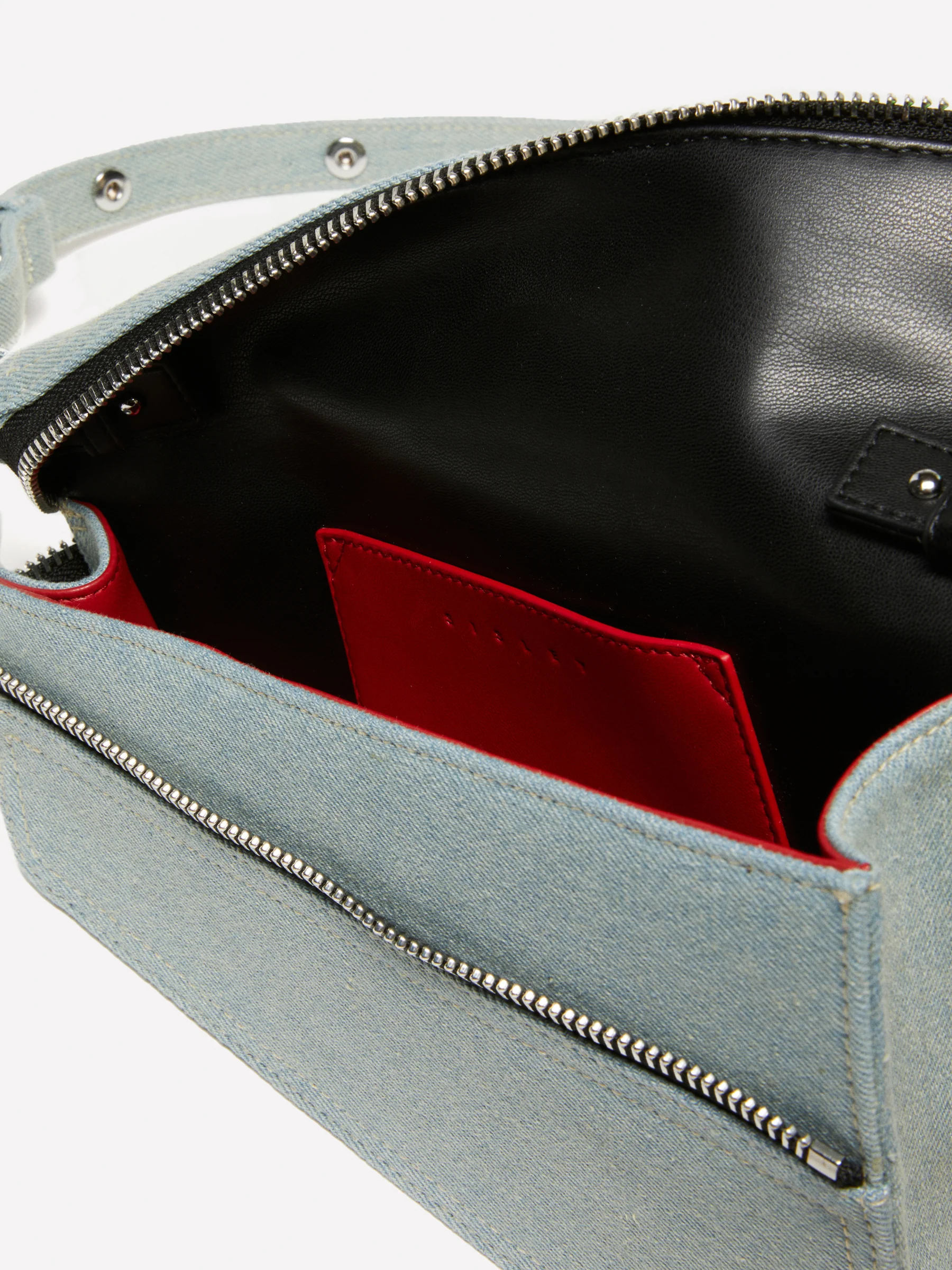Borsa asimmetrica in denim con tracolla - Image 3