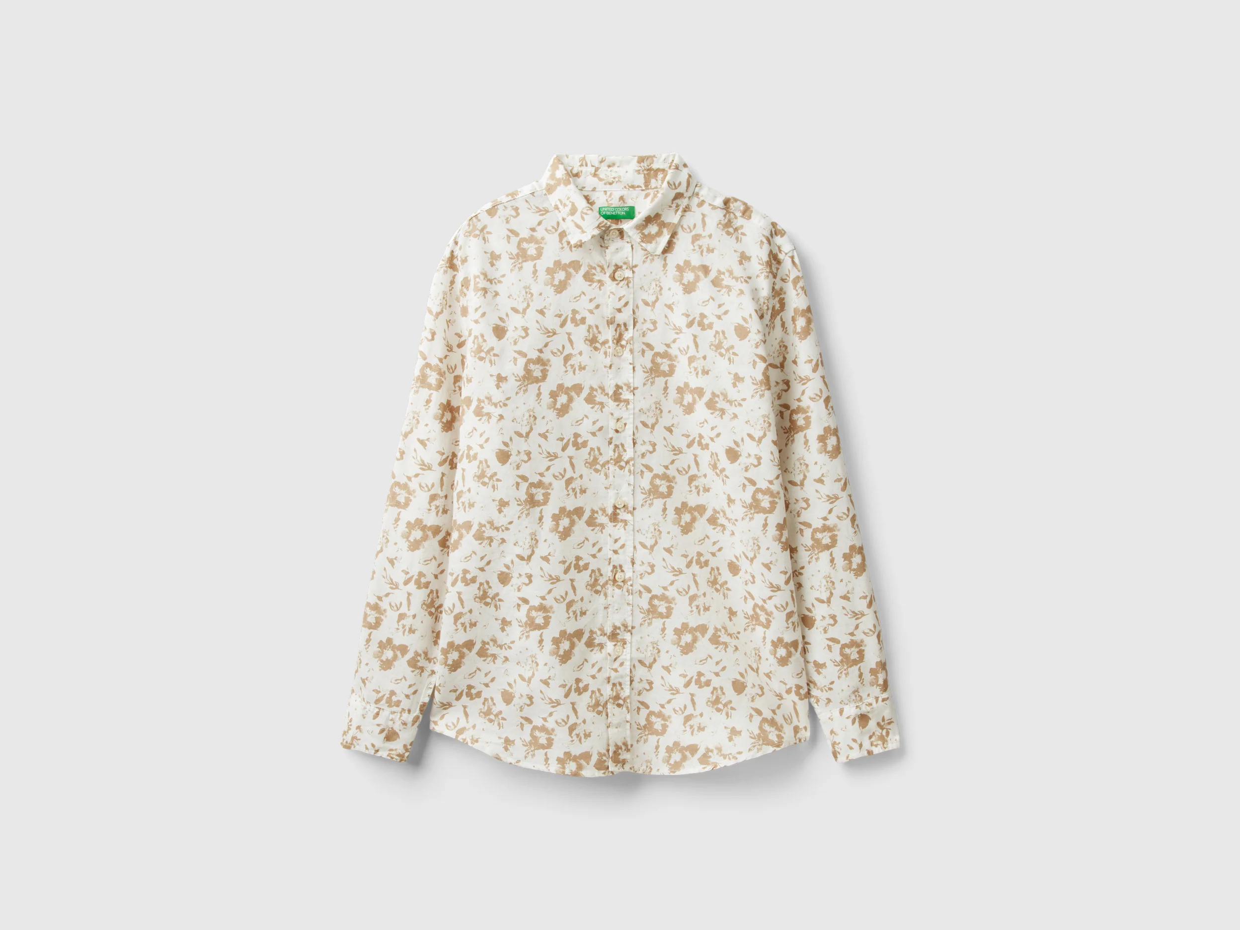 Camicia a fiori in misto lino