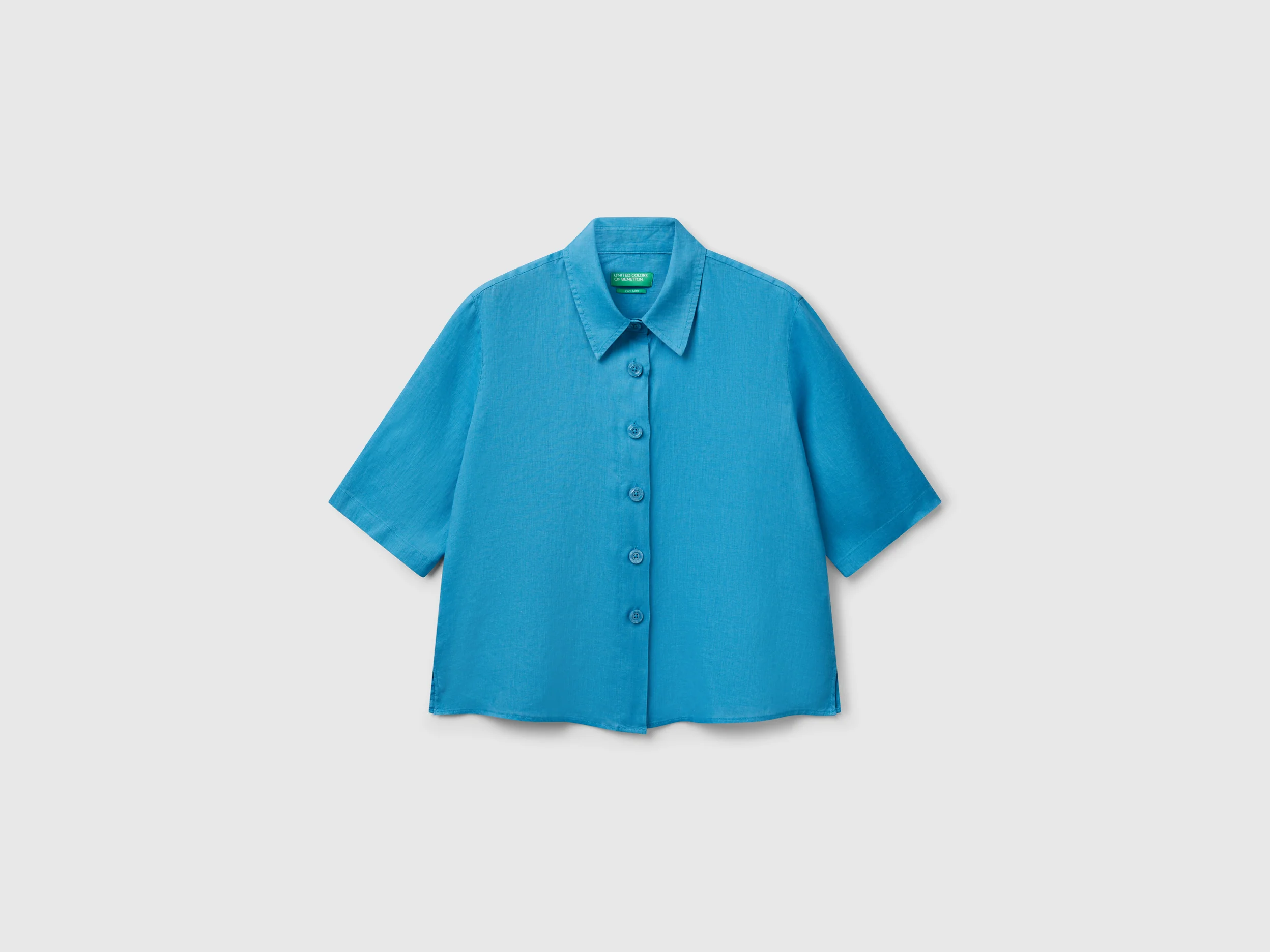 Camicia corta in puro lino