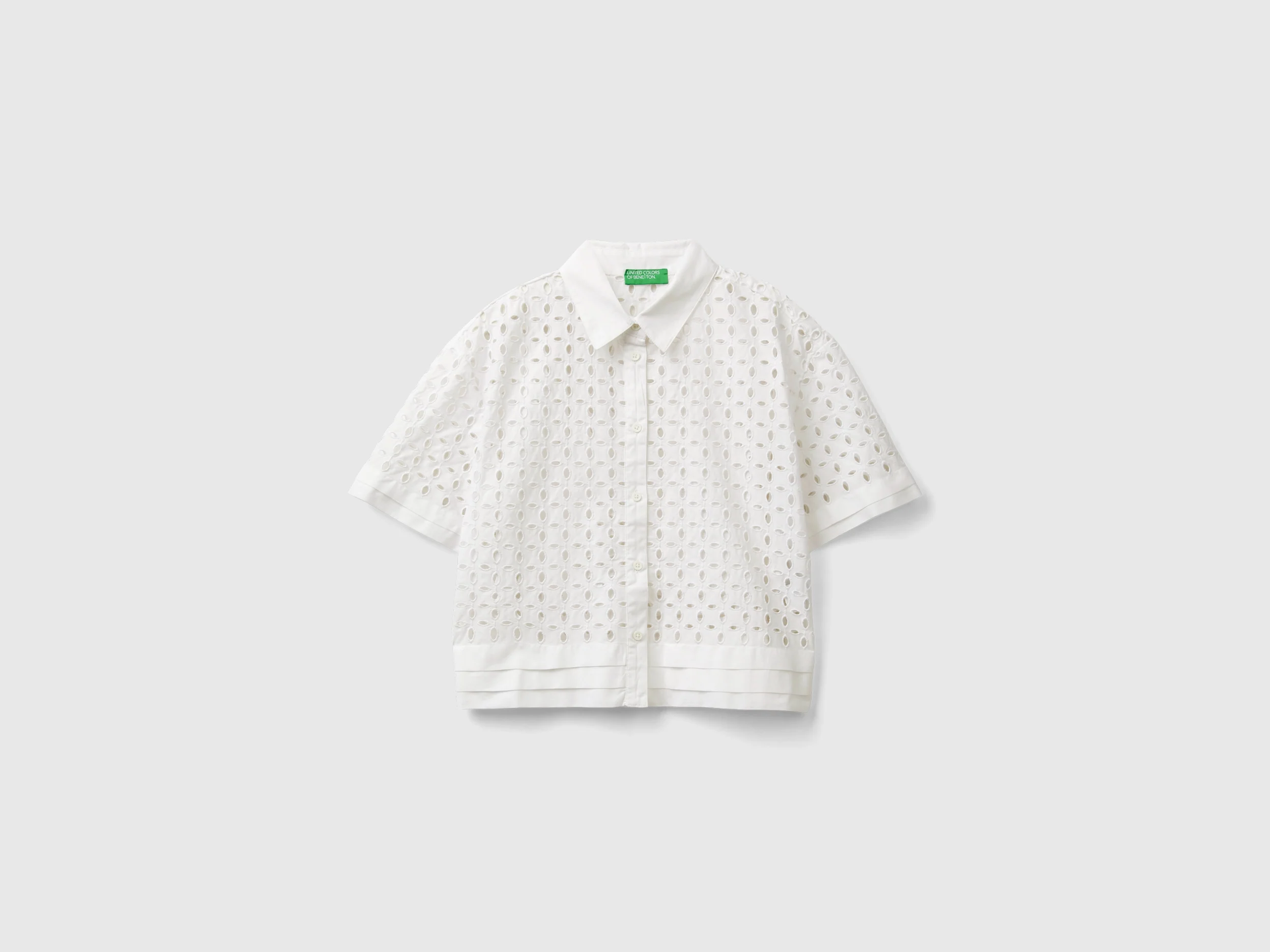 Camicia manica corta in sangallo