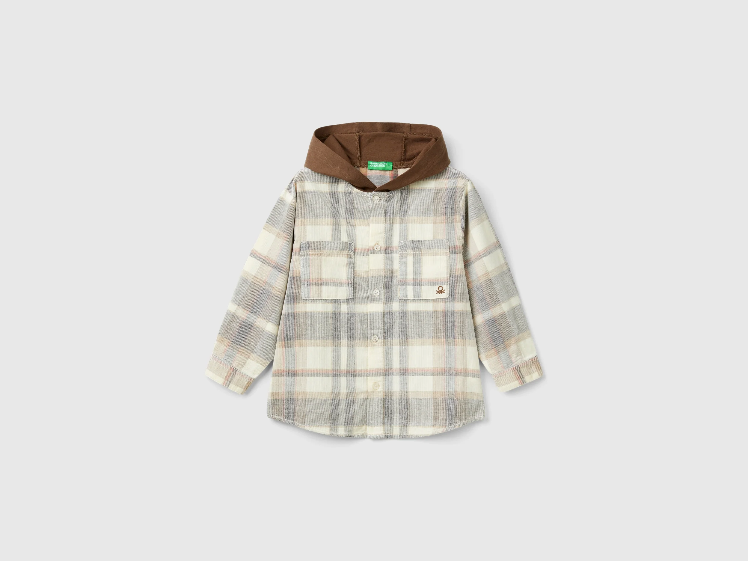 Camicia tartan con cappuccio in velluto