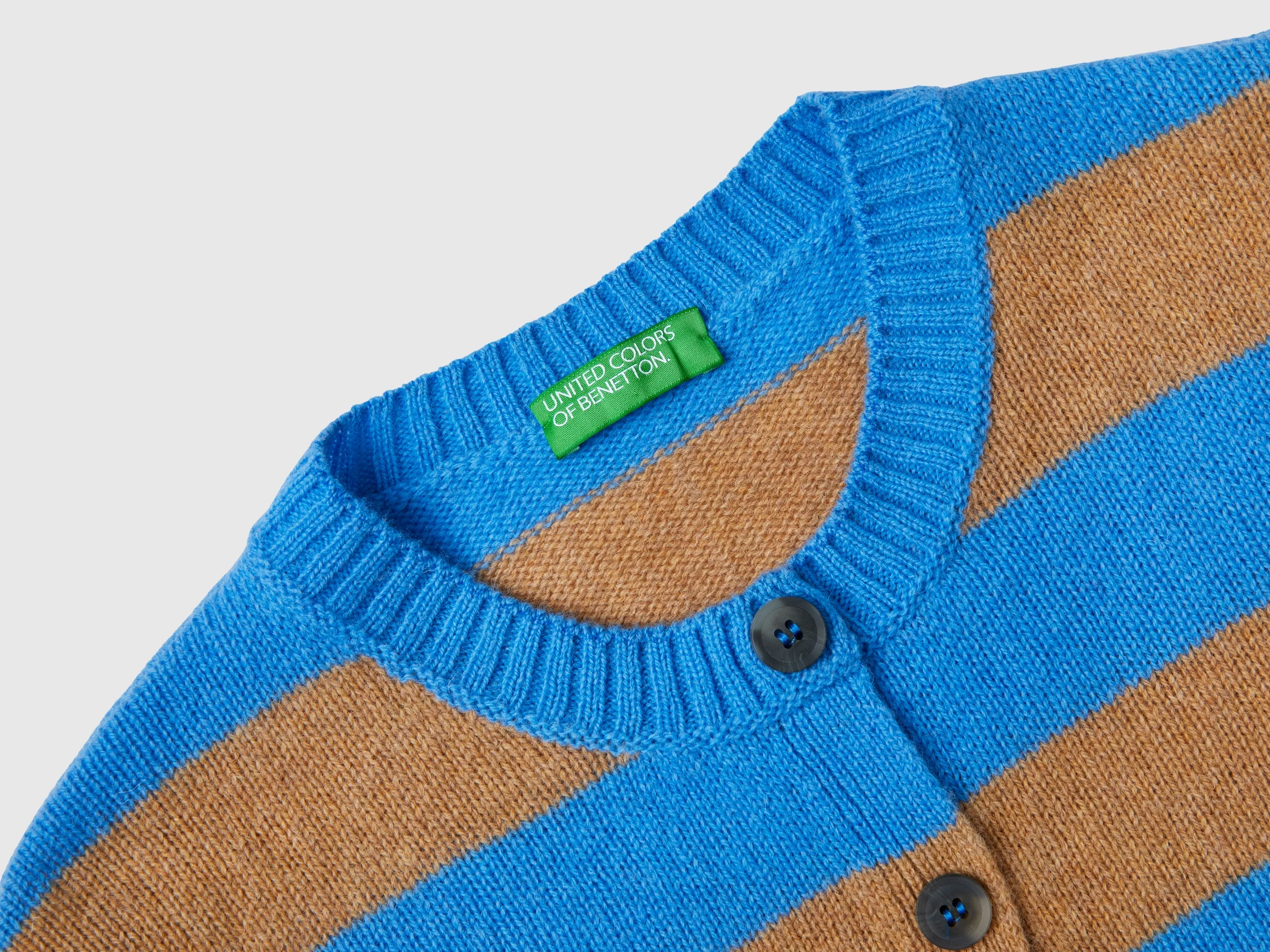 Cardigan a righe in pura lana Shetland - Image 3