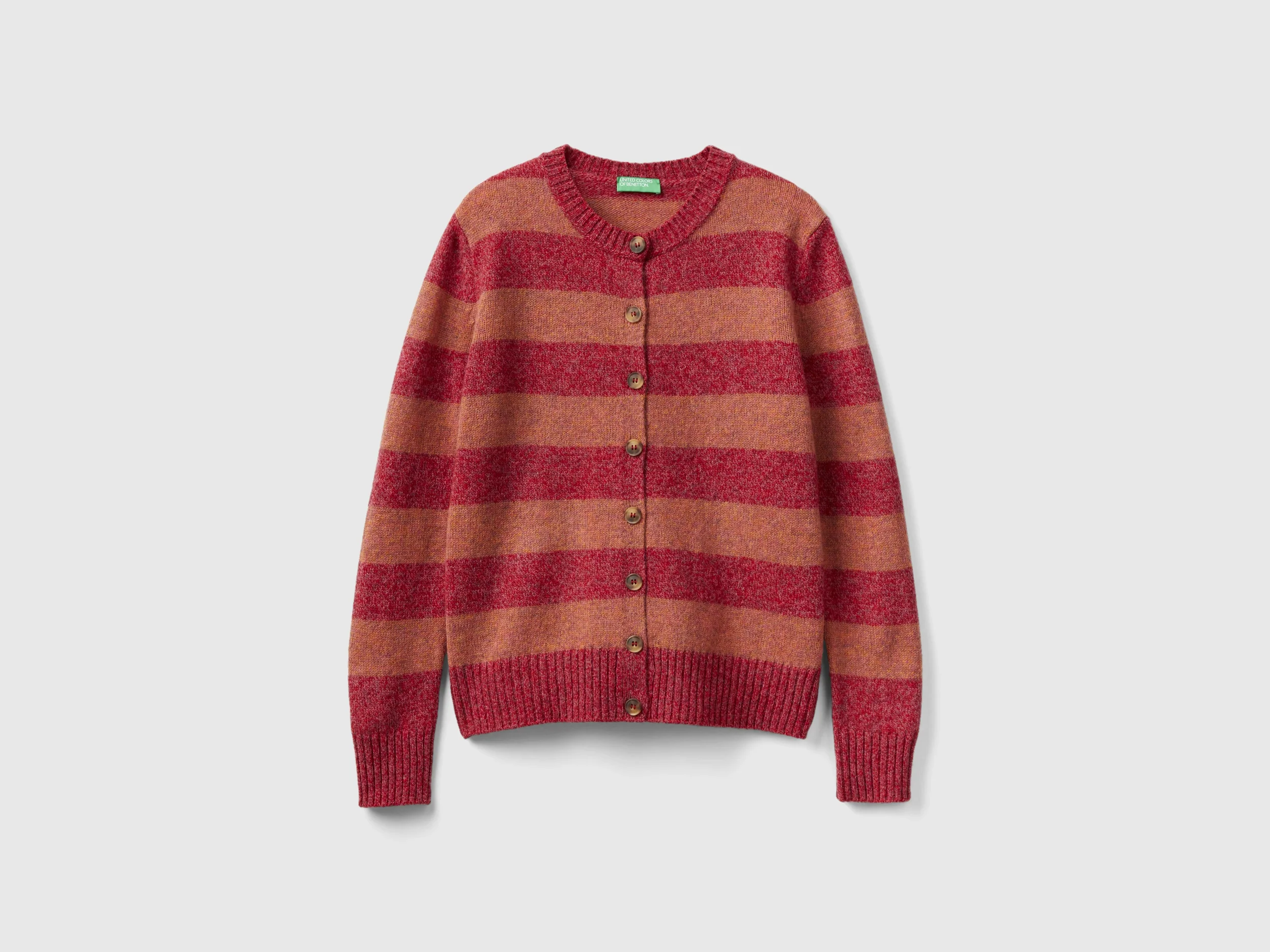 Cardigan a righe in pura lana Shetland