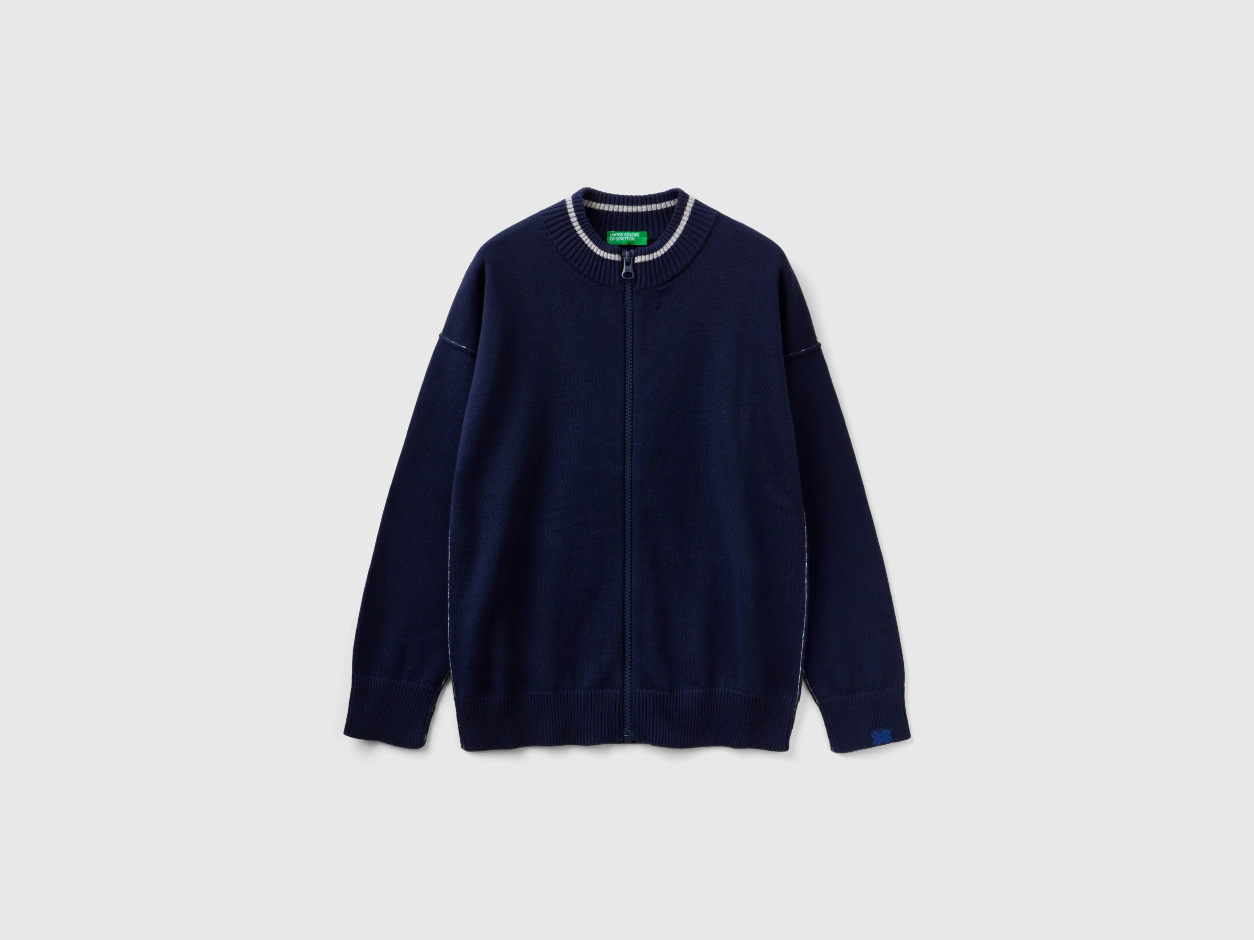 Cardigan con zip in cotone tricot