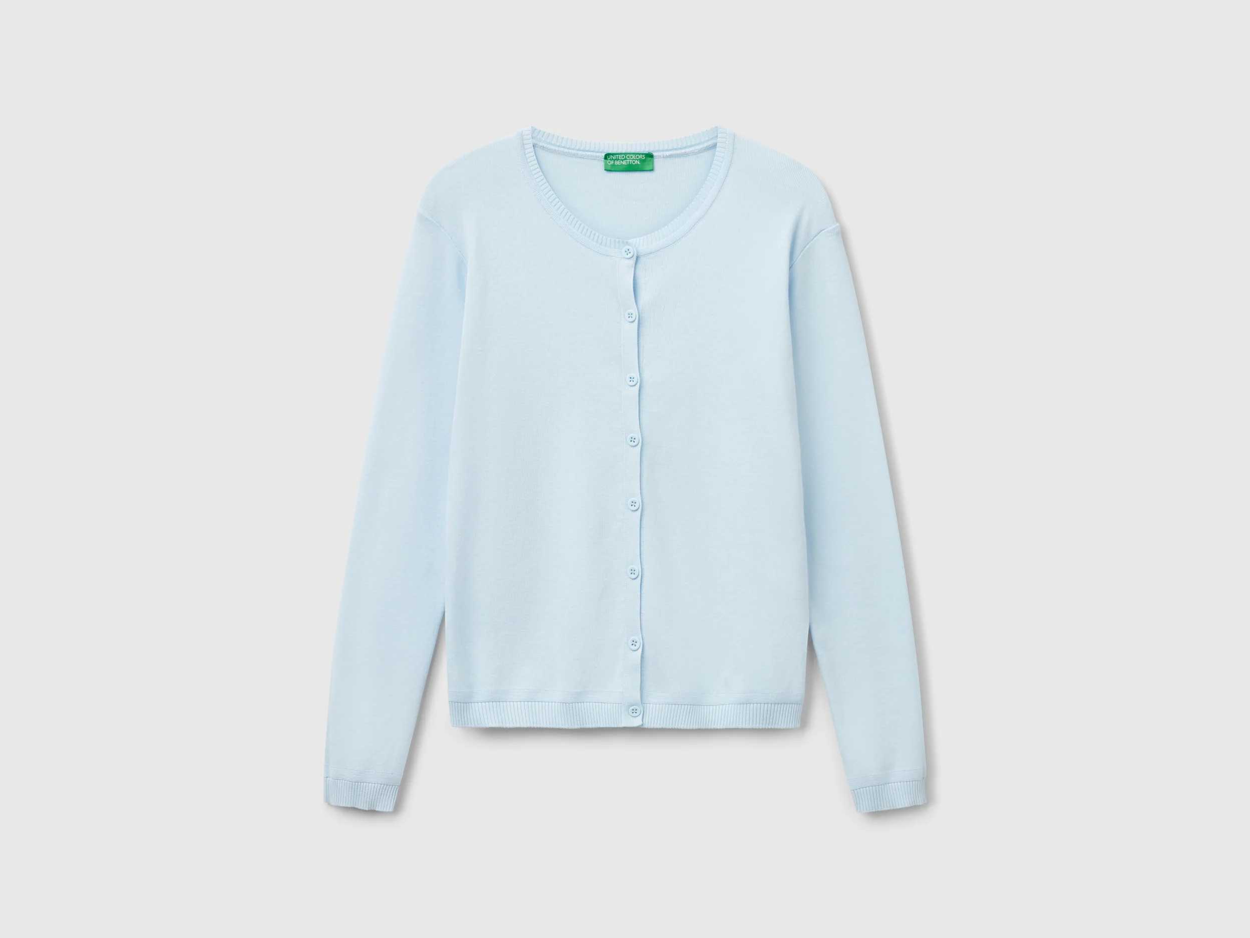 Cardigan girocollo in puro cotone
