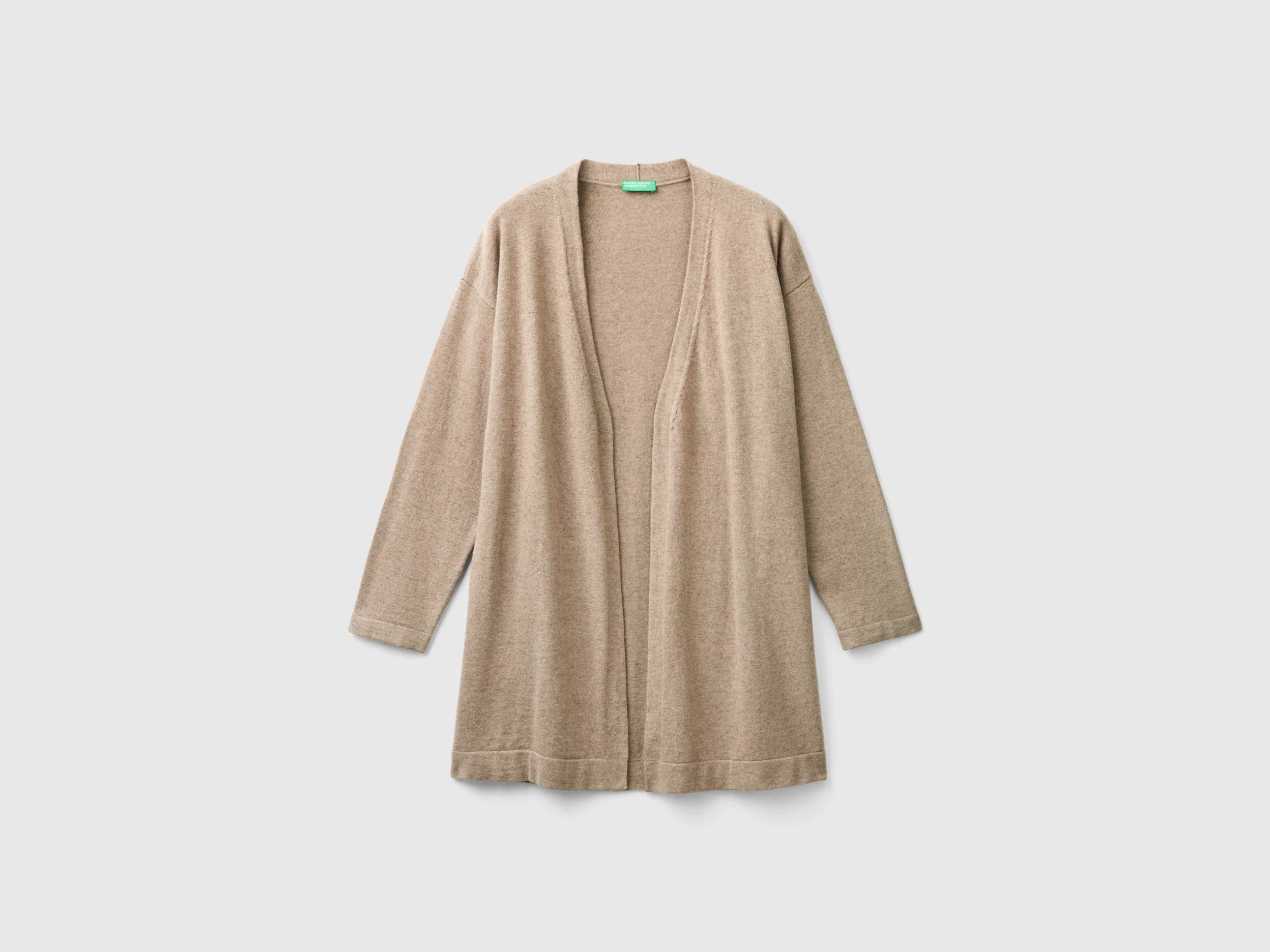 Cardigan mélange aperto in misto lana e cashmere