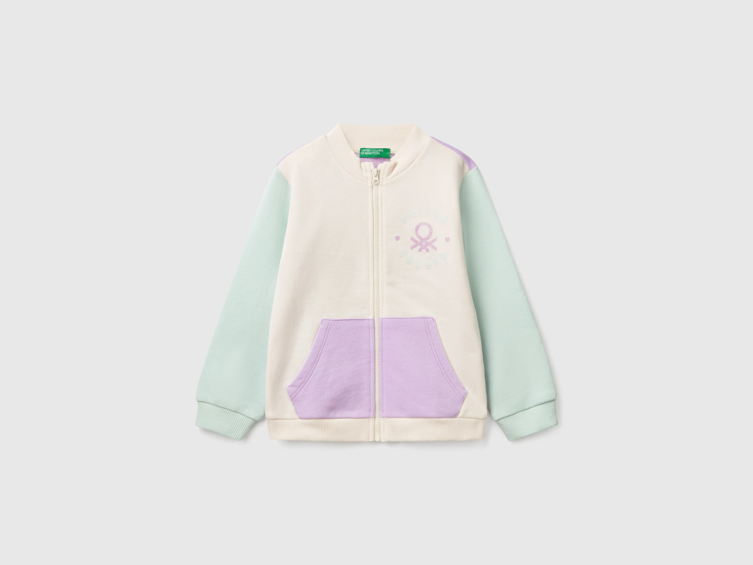 Felpa con zip in cotone
