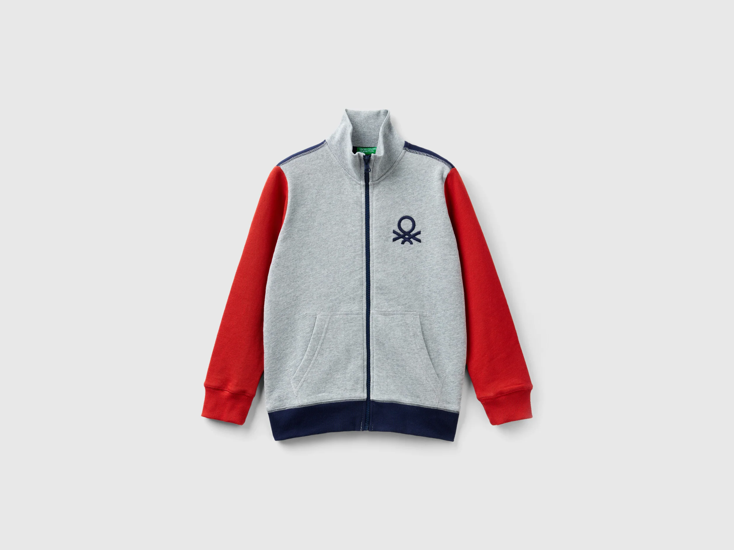 Felpa con zip in puro cotone