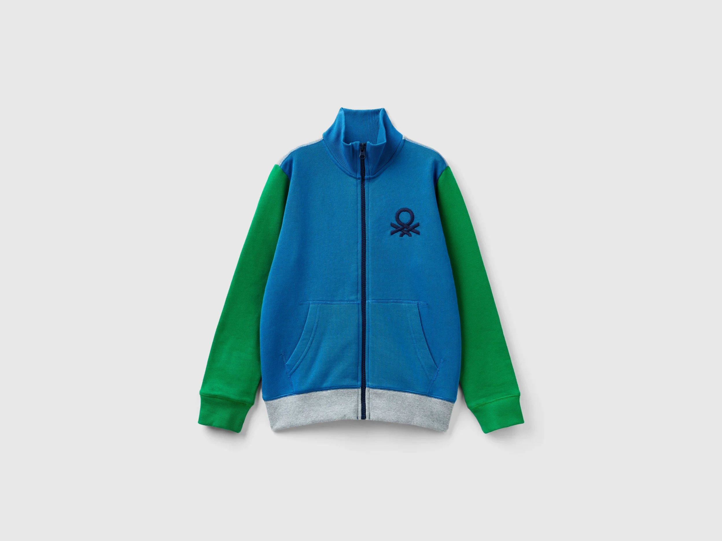 Felpa con zip in puro cotone