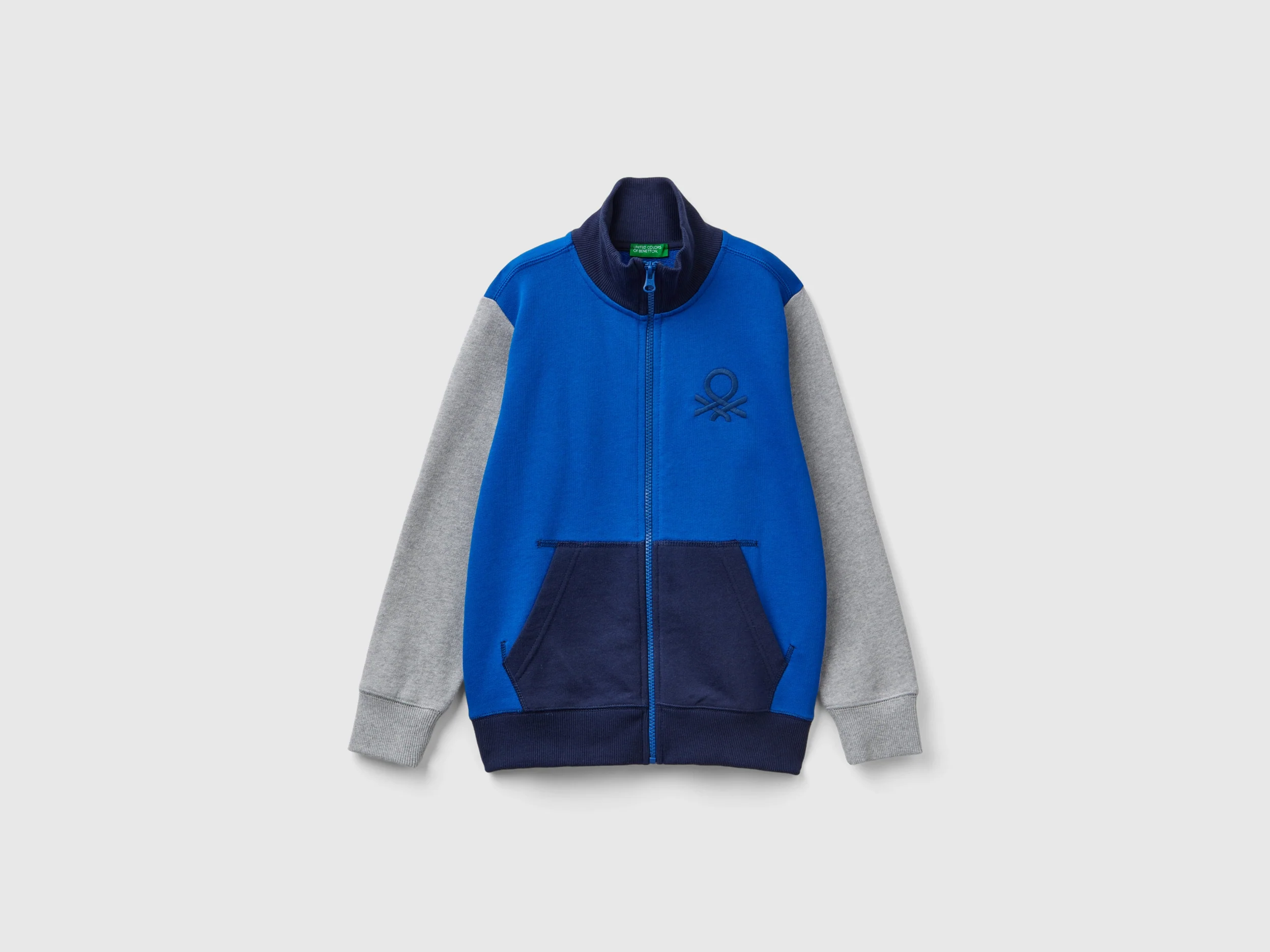 Felpa con zip in puro cotone