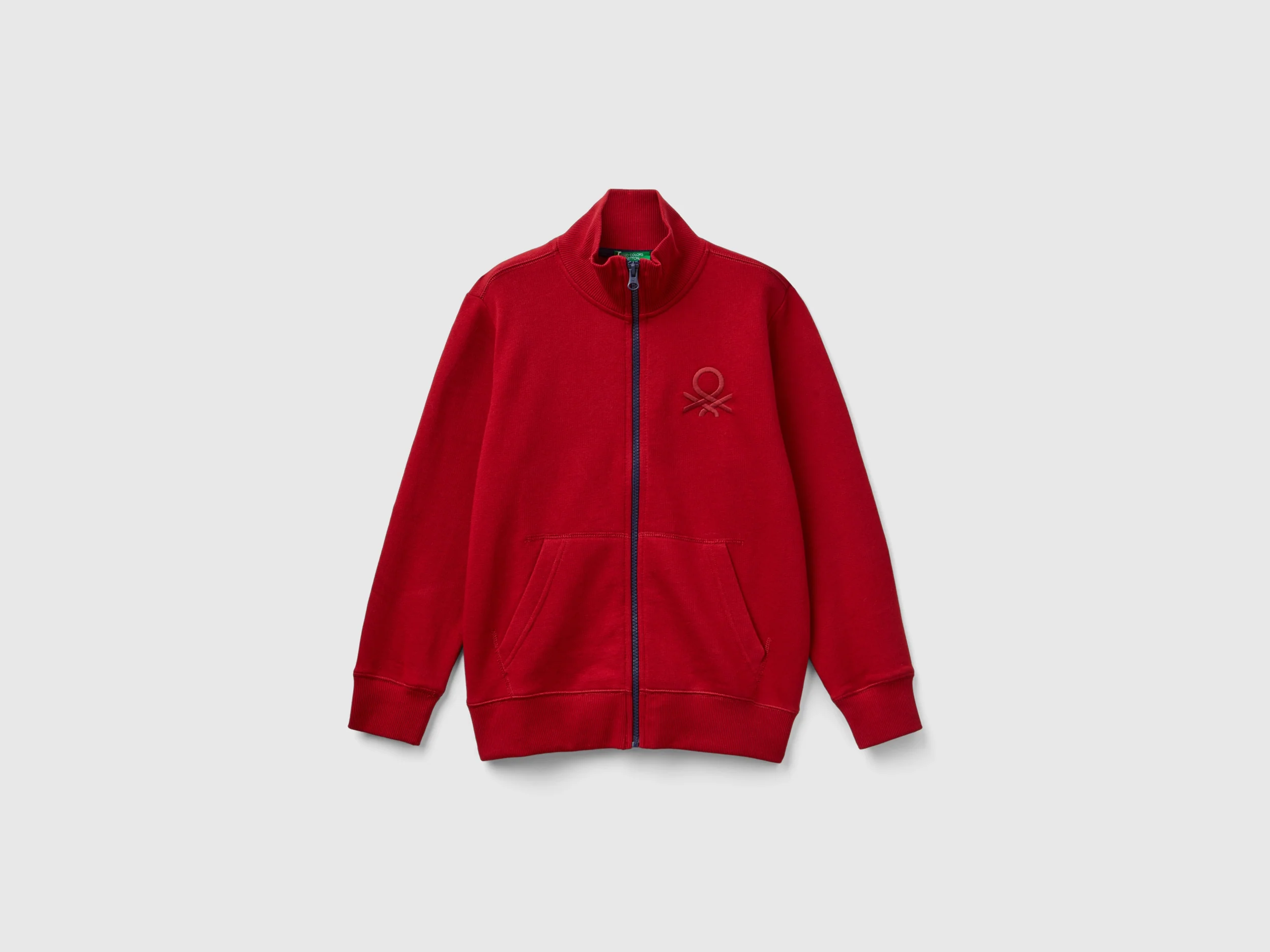 Felpa con zip in puro cotone