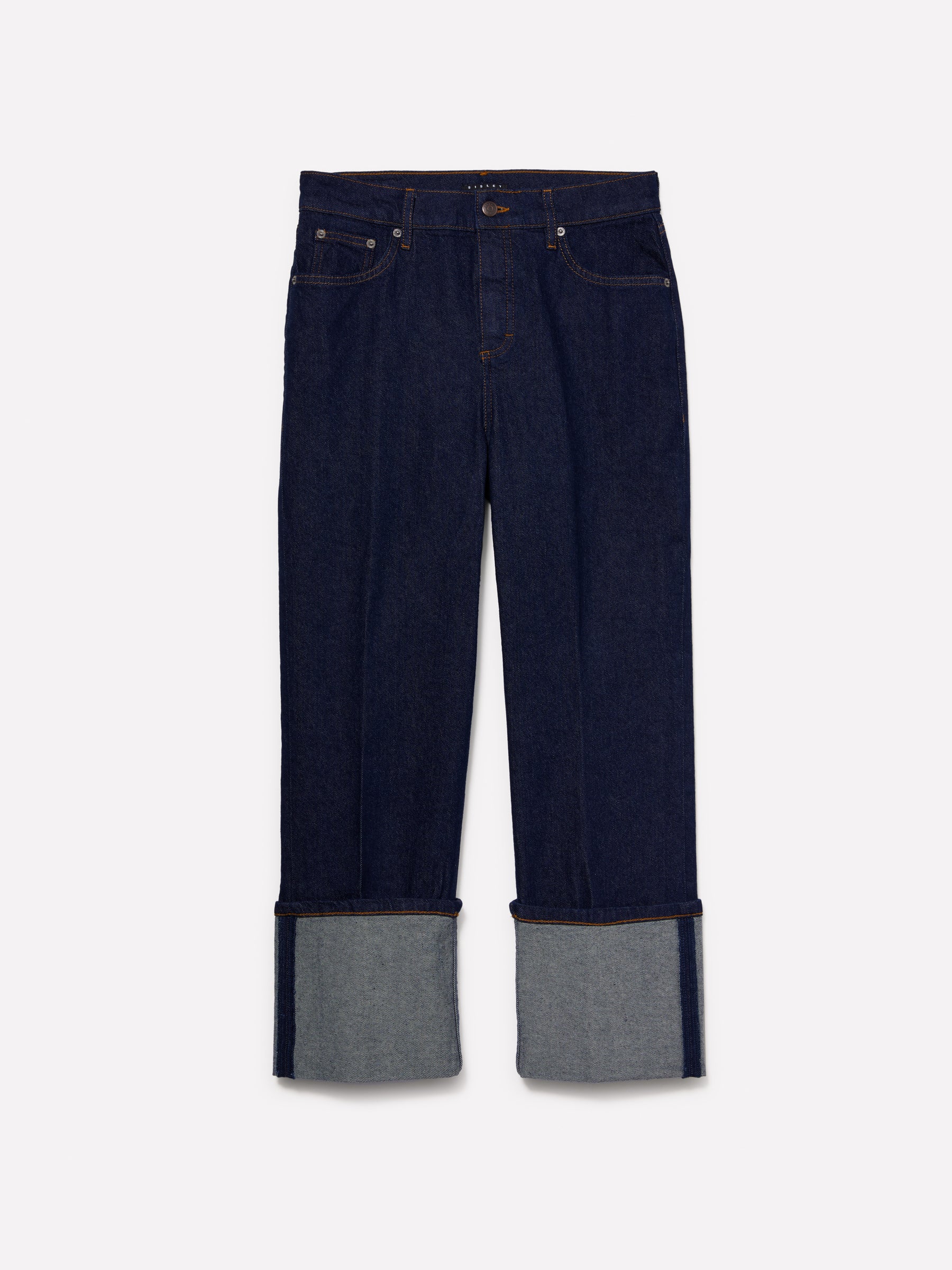 Jeans con maxi risvolto