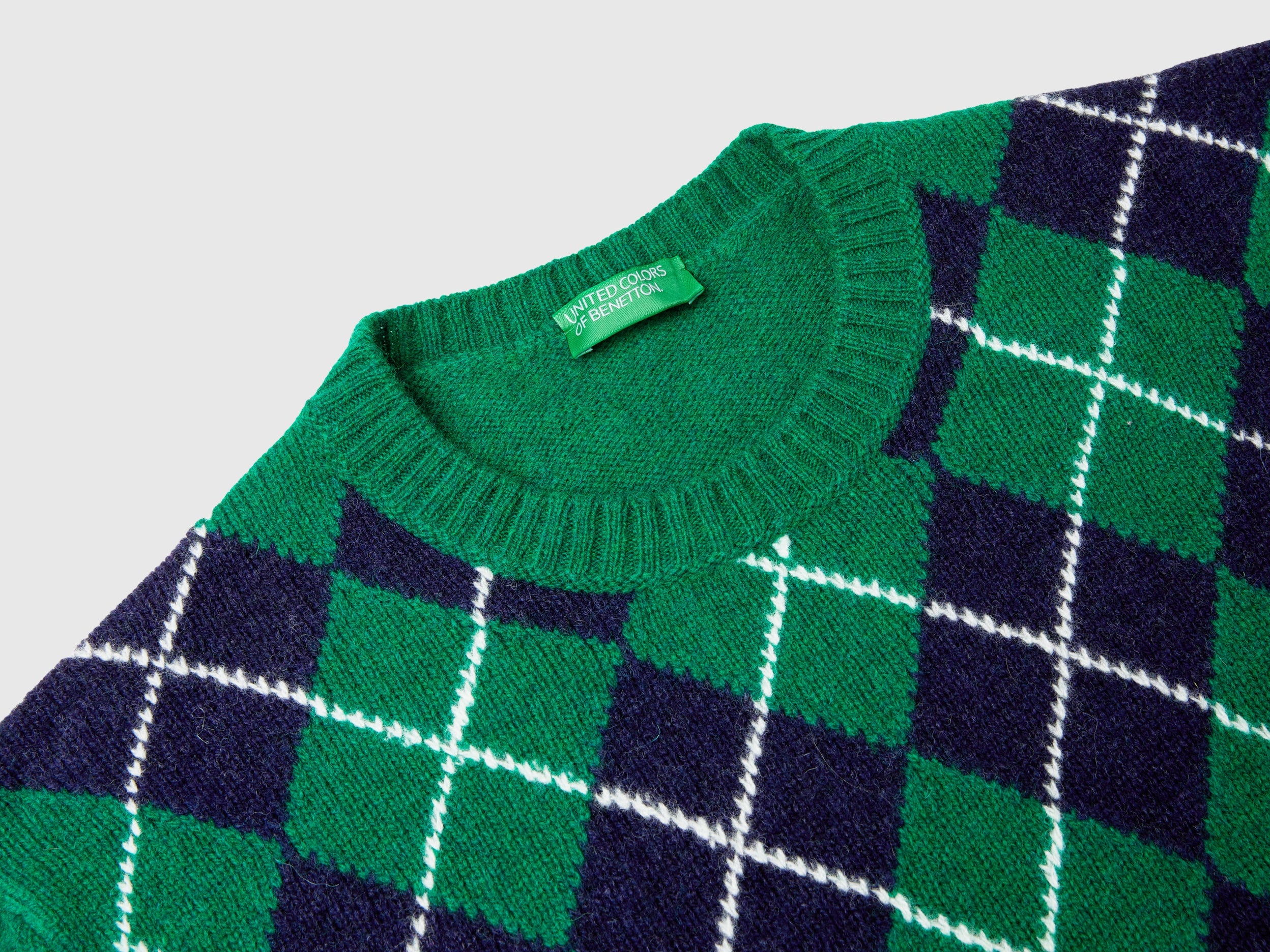 Maglia a rombi in pura lana Shetland - Image 3