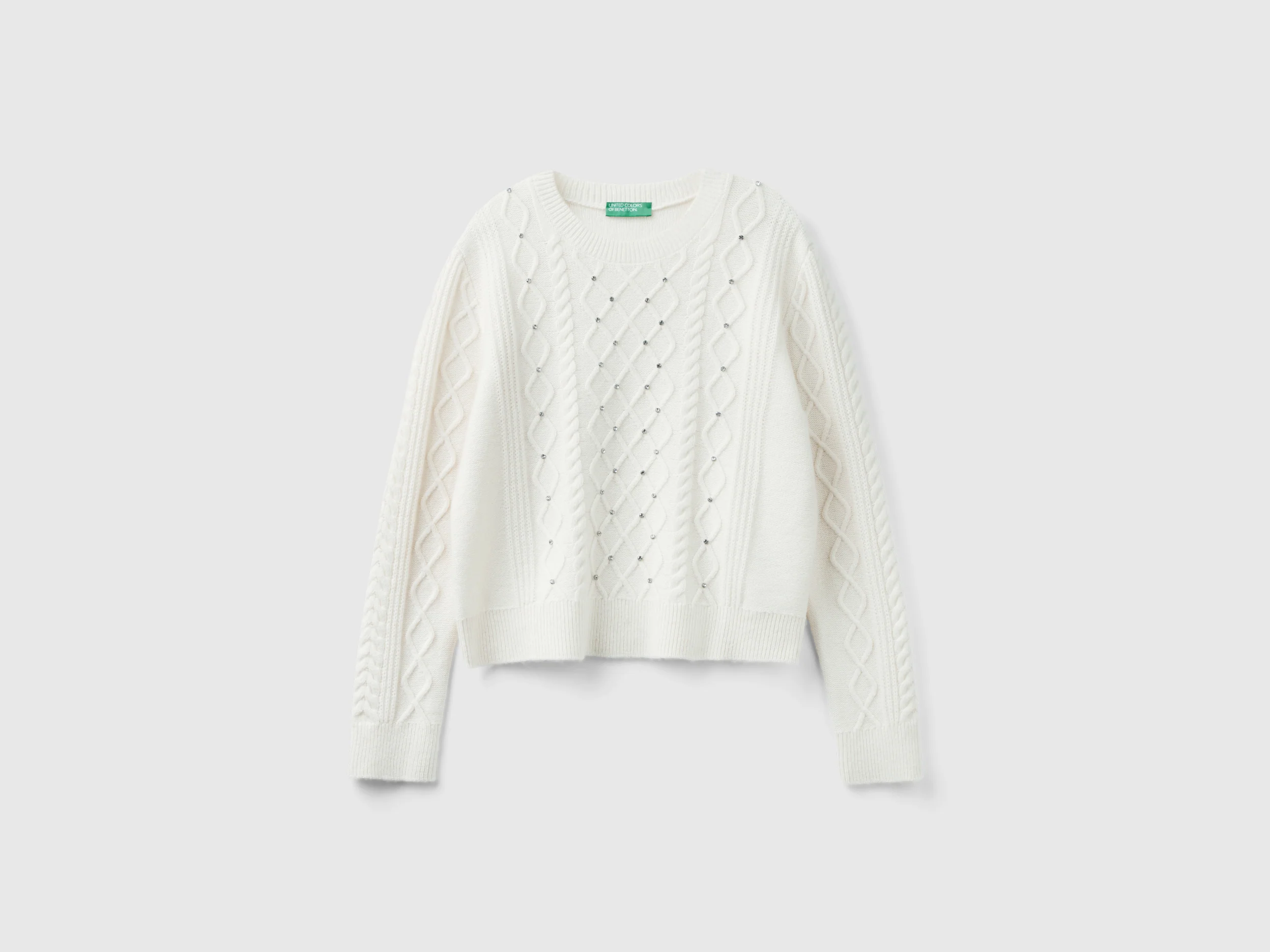 Maglia con trecce e strass