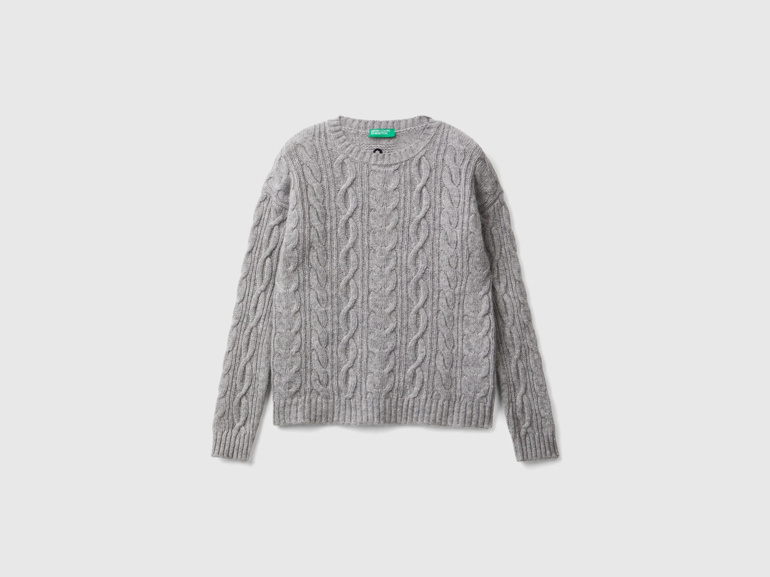 Maglia con trecce in misto lana