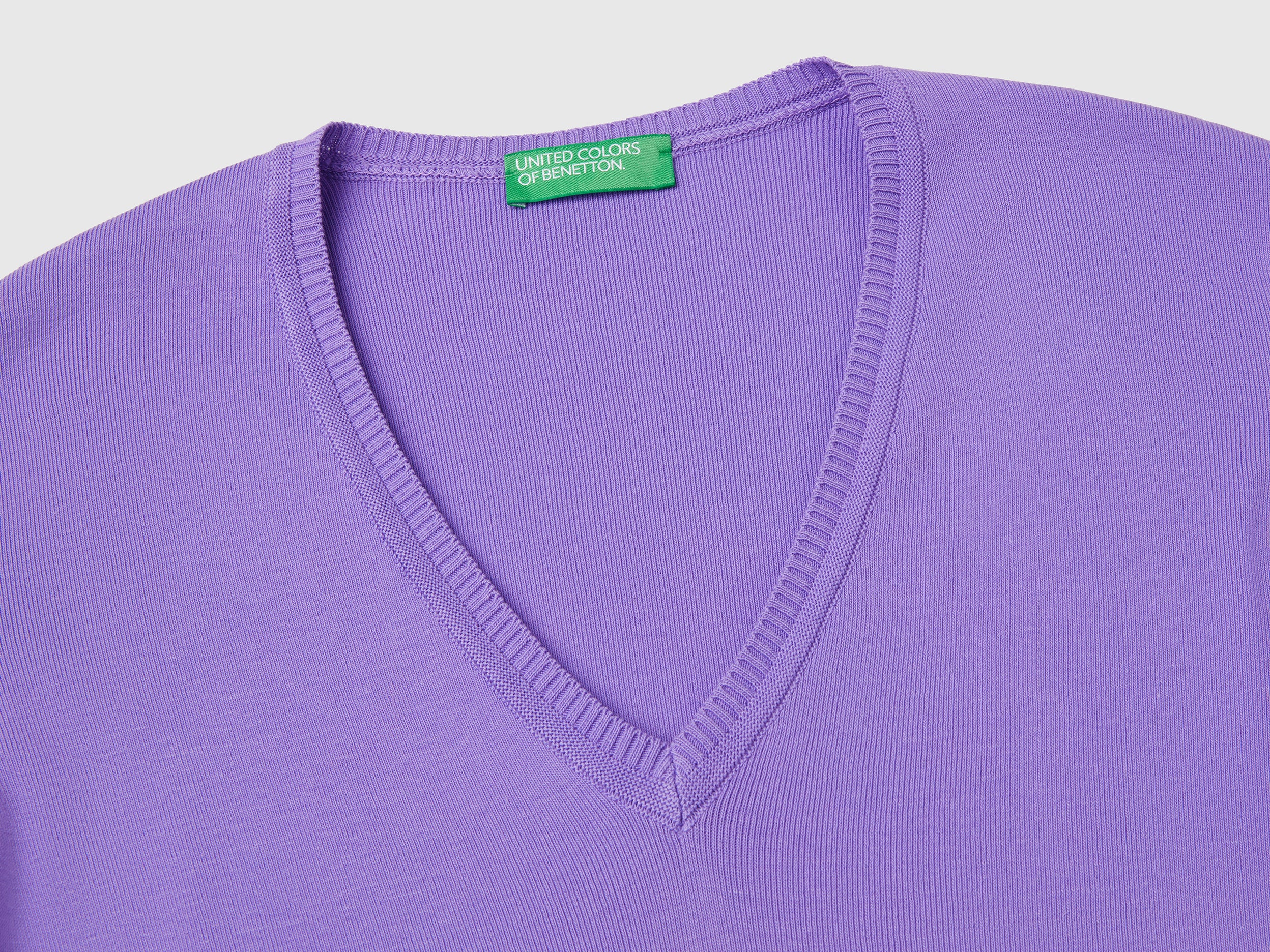 Maglia in puro cotone con scollo a V - Image 3