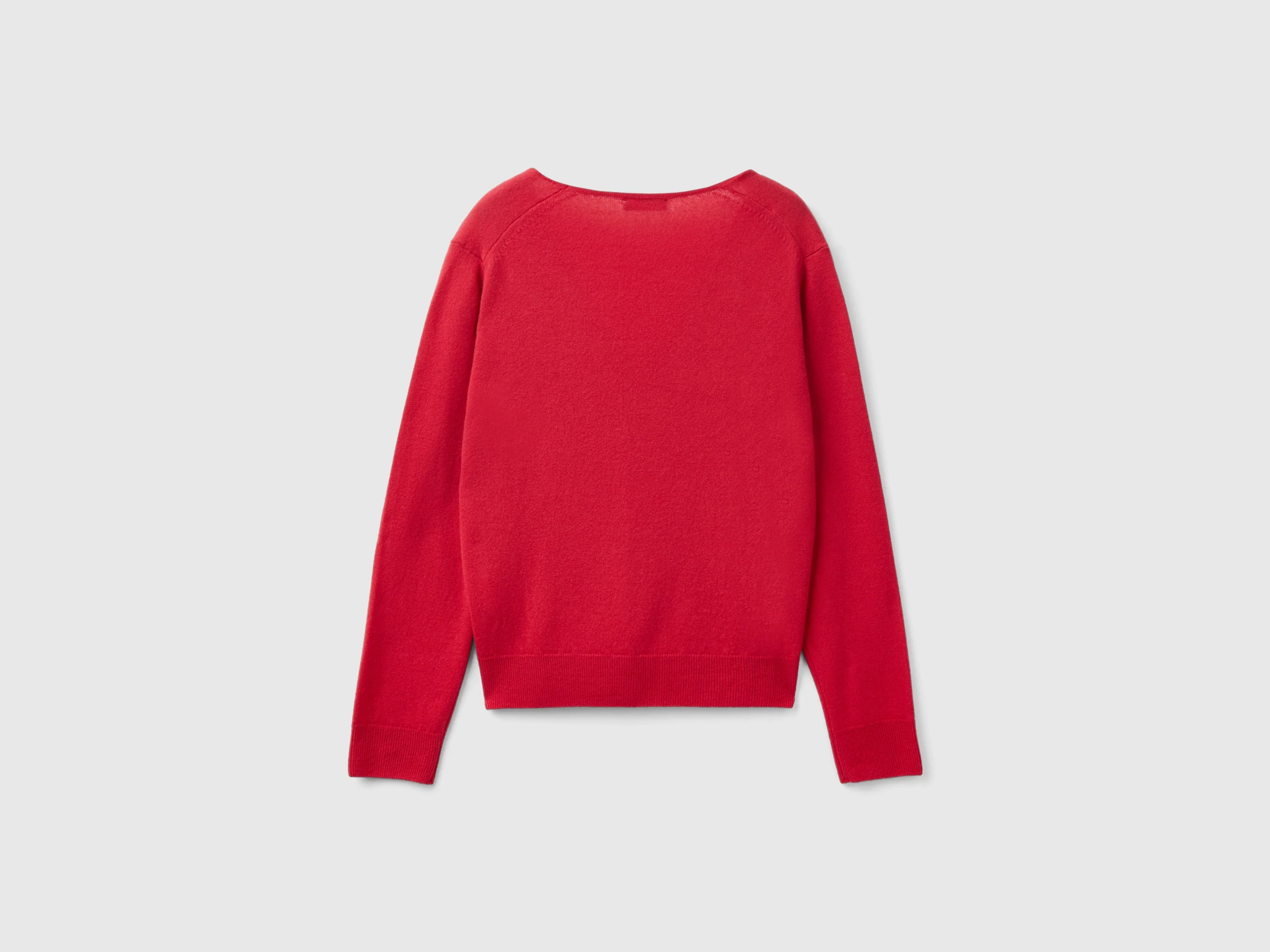 Maglione prugna con scollo a V in pura lana Merino - Image 2