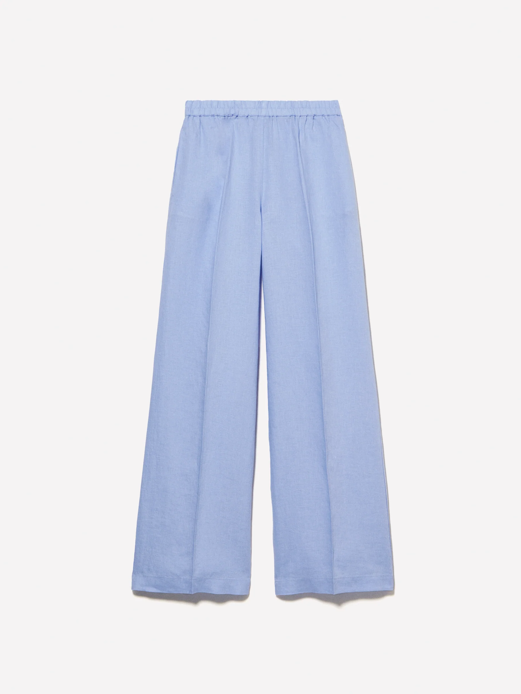 Pantaloni azzurri flare fit in 100% lino