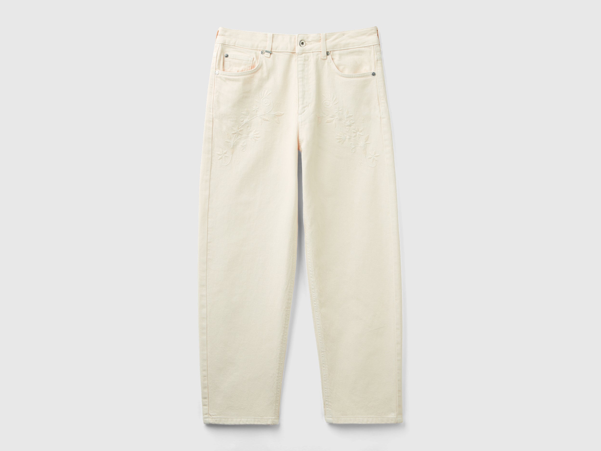 Pantaloni carrot fit con ricamo floreale