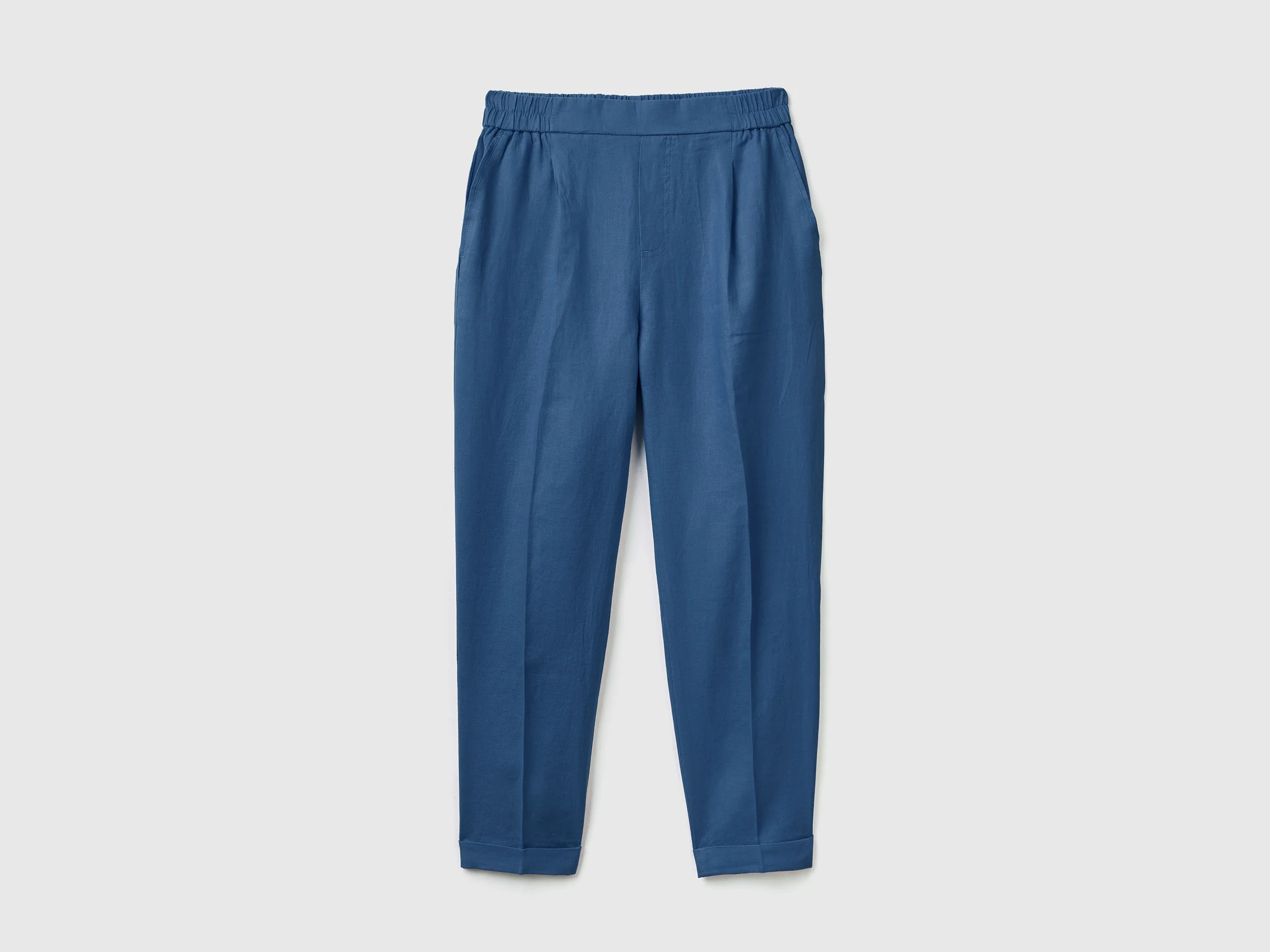 Pantaloni cropped in 100% lino