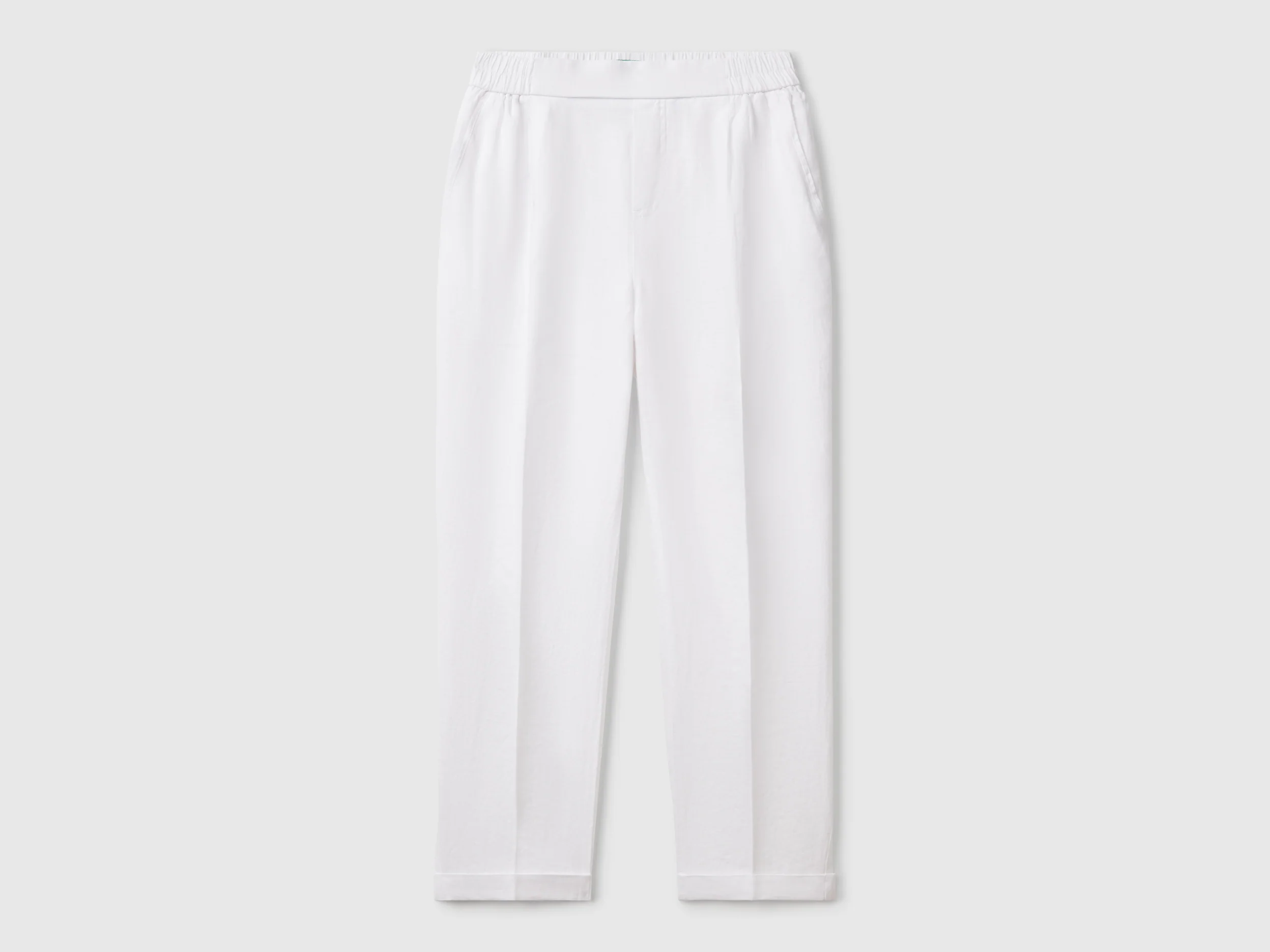 Pantaloni cropped in 100% lino