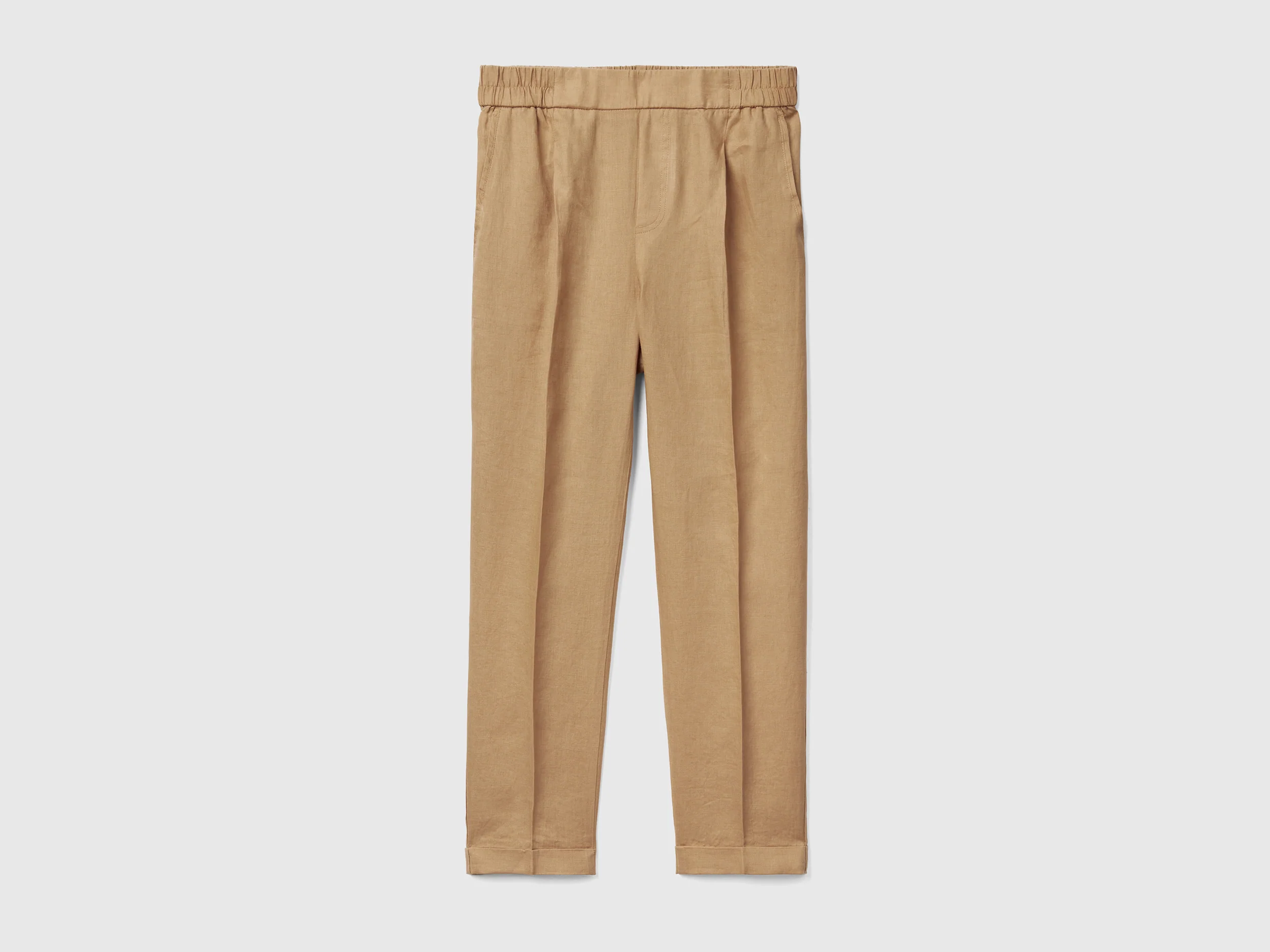 Pantaloni cropped in 100% lino
