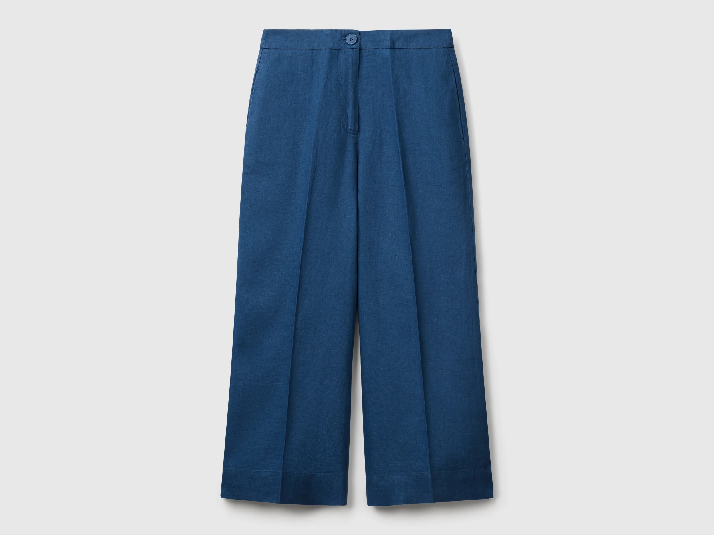 Pantaloni cropped in puro lino