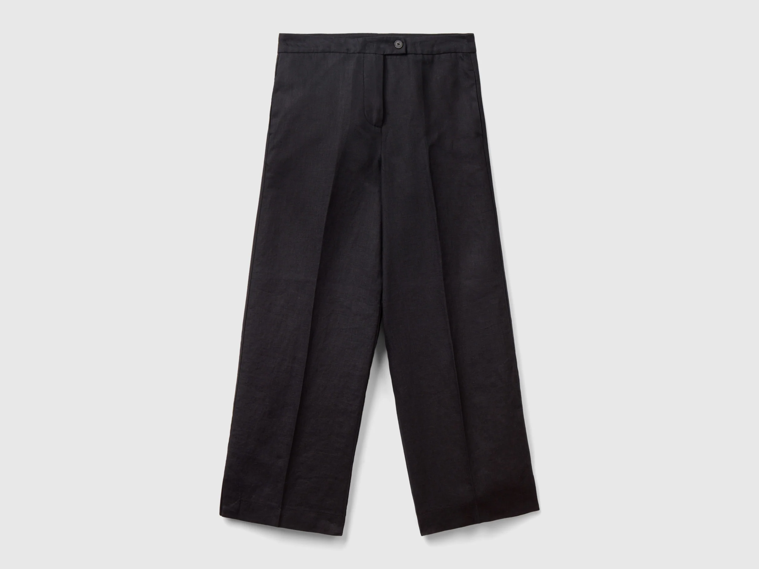 Pantaloni cropped in puro lino