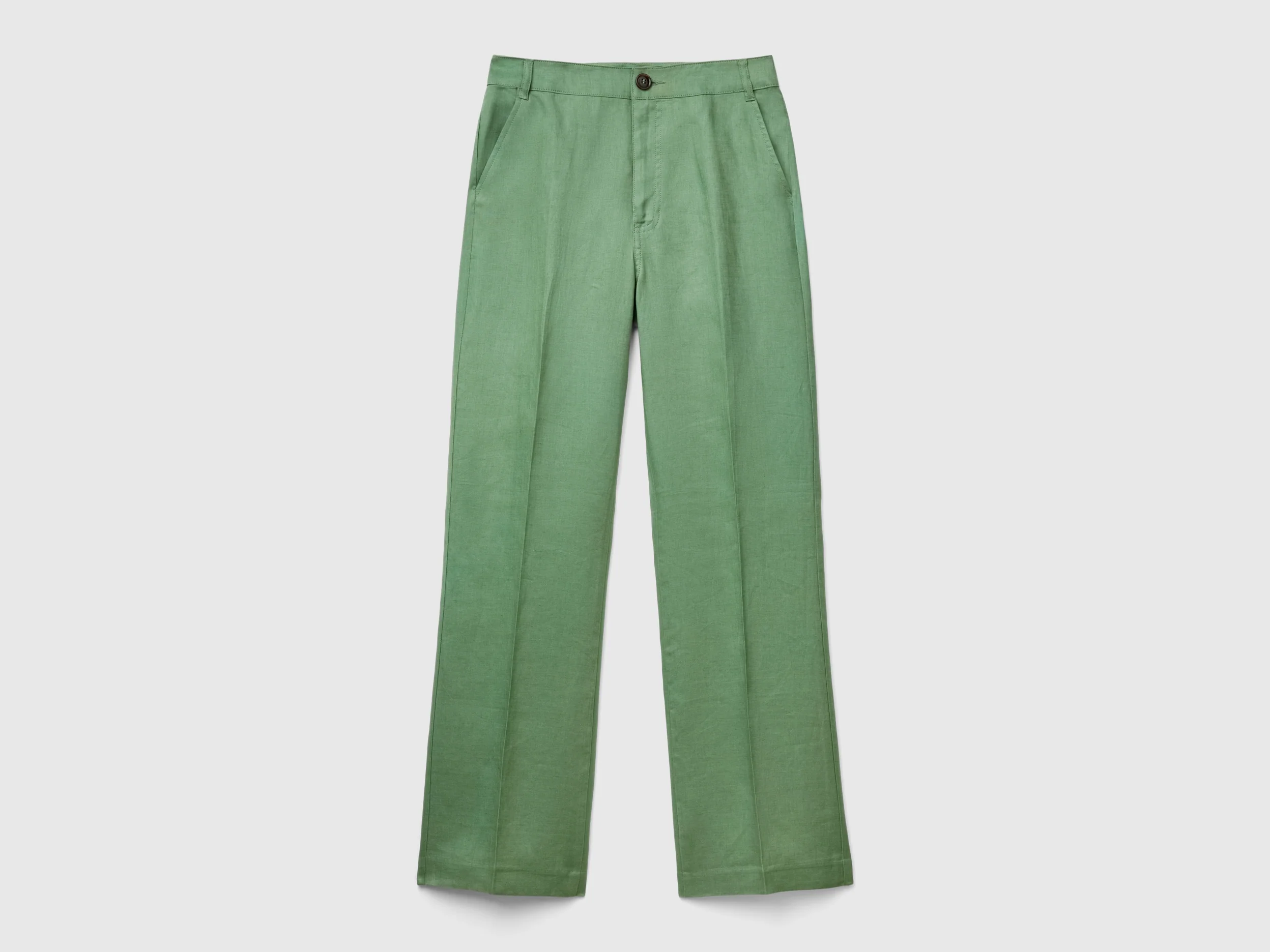 Pantaloni gamba dritta in puro lino