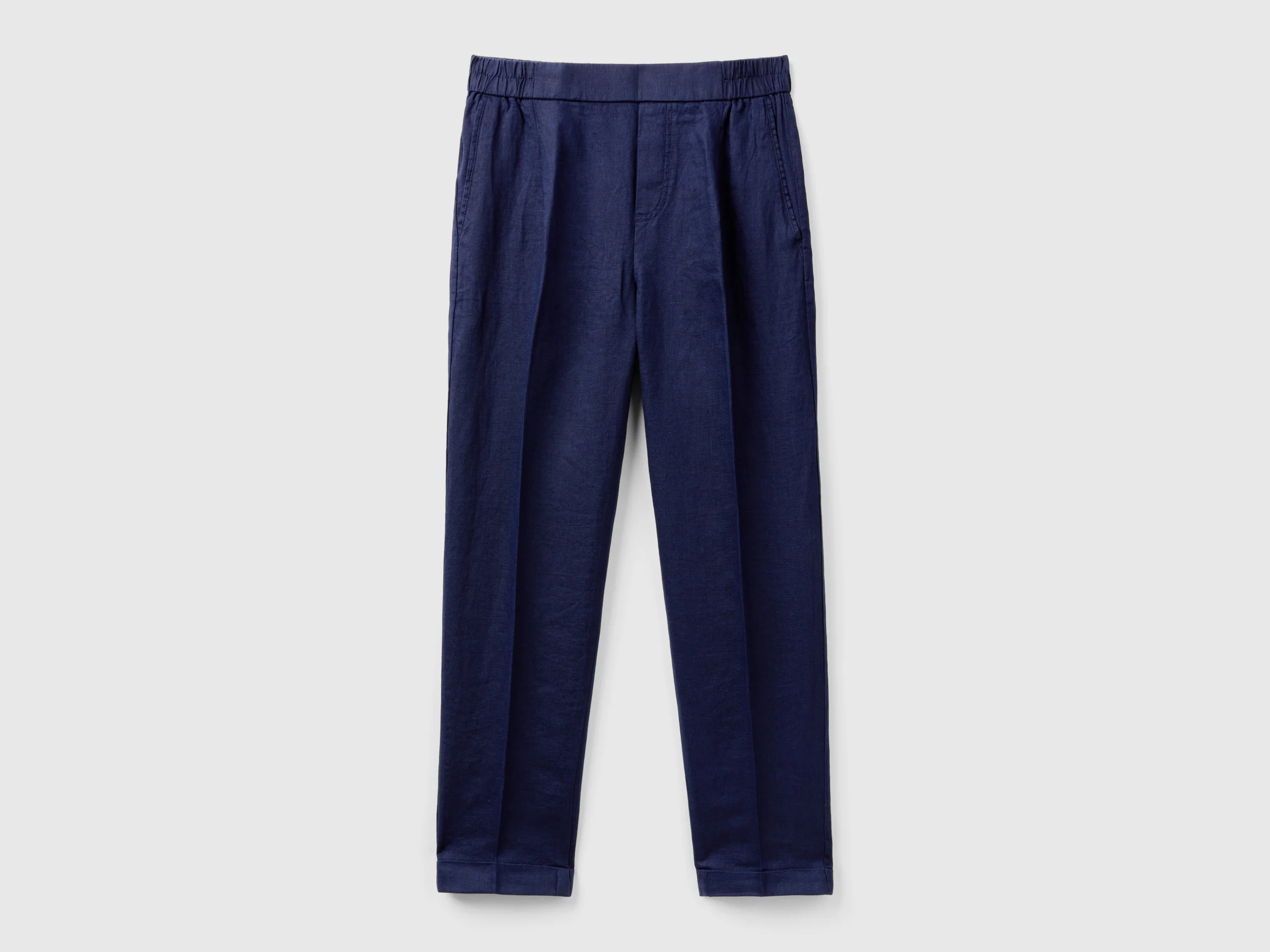 Pantaloni regular fit in puro lino