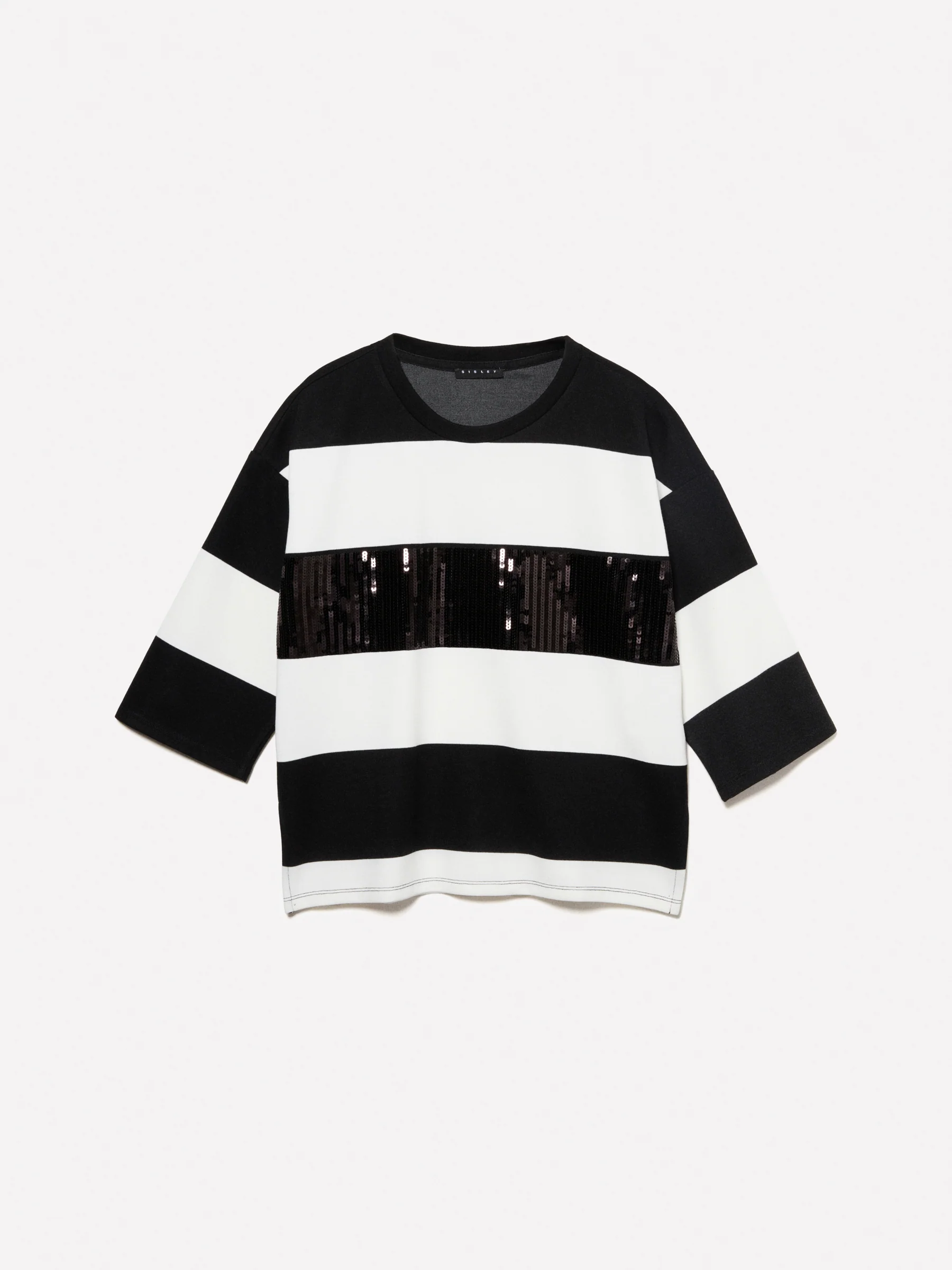 T-shirt a righe con paillettes