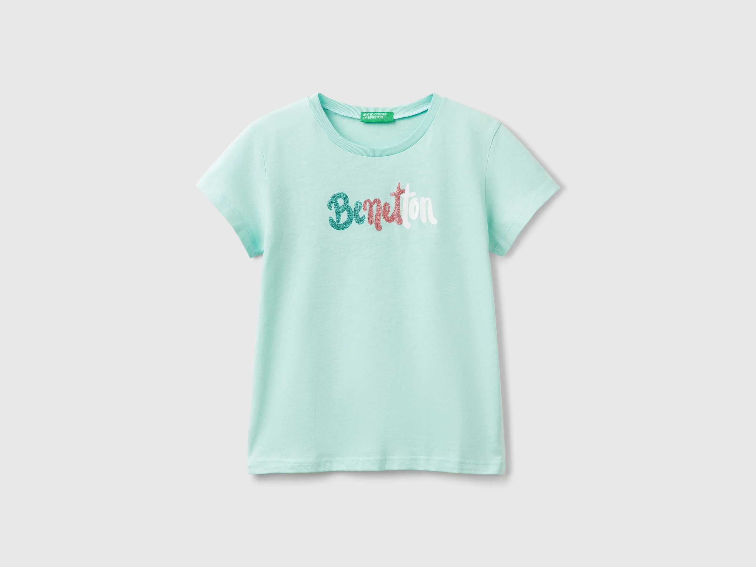 T-shirt con logo glitter in cotone