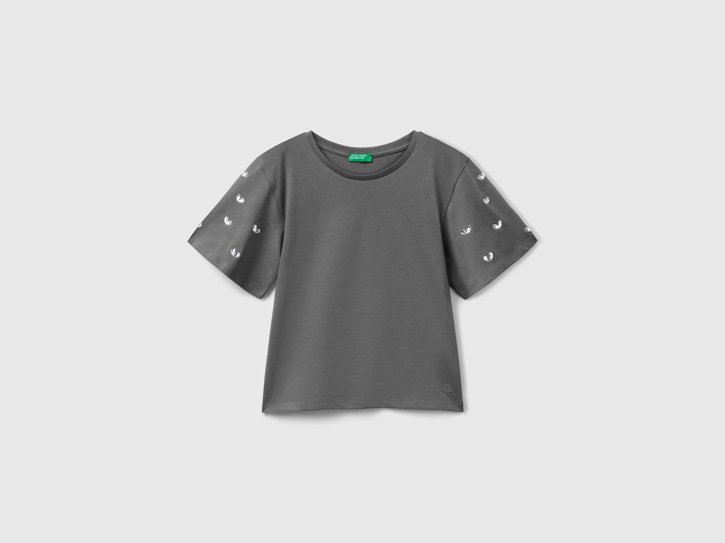 T-shirt con manica strass