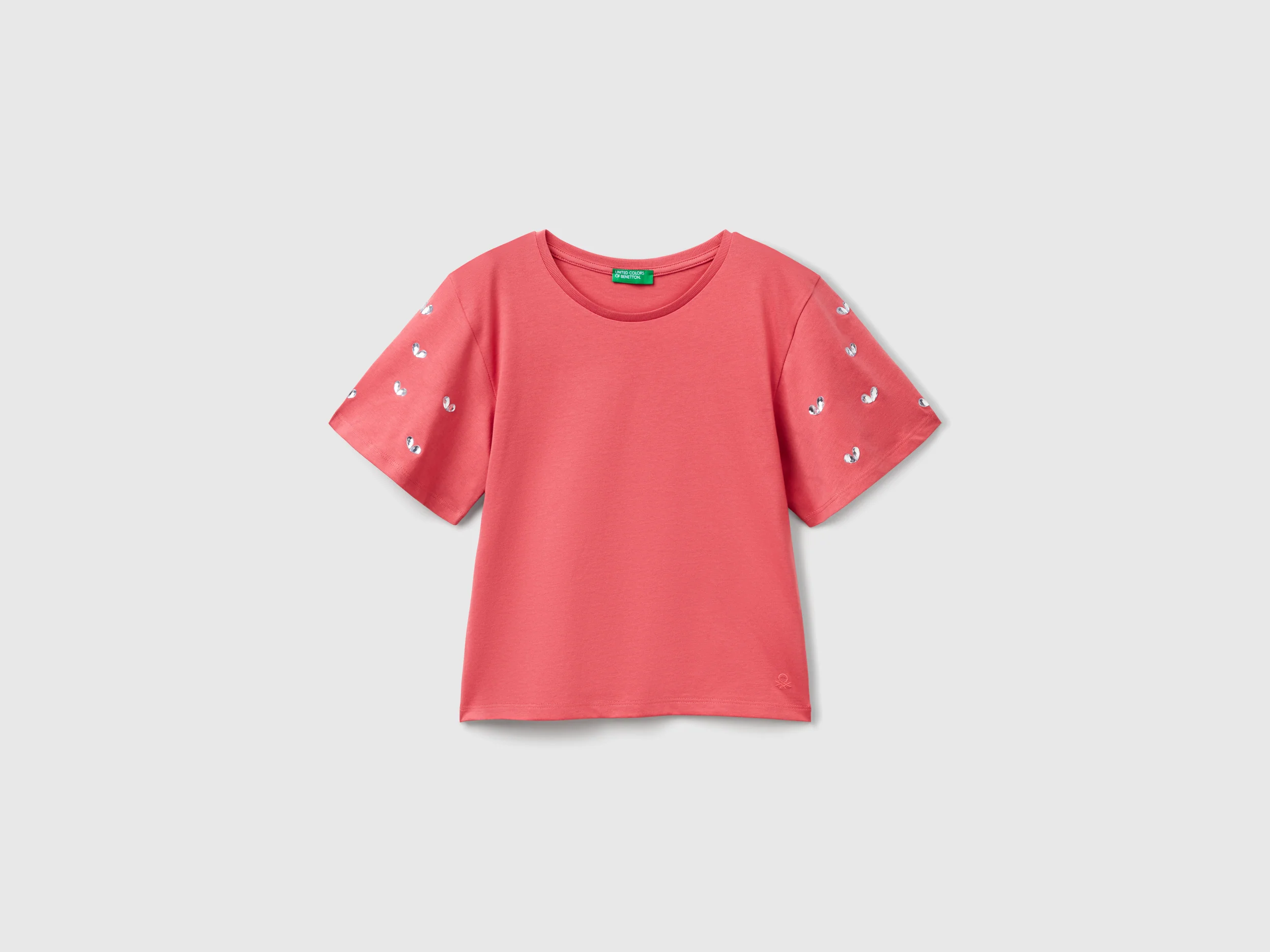T-shirt con manica strass