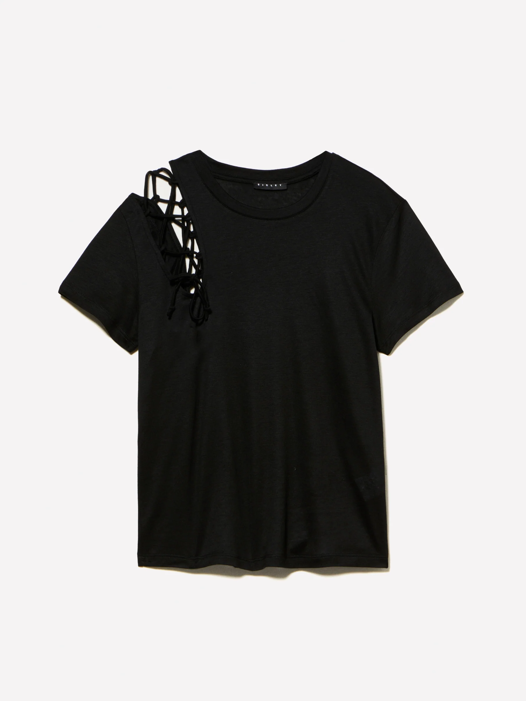 T-shirt con oblò e laccetti