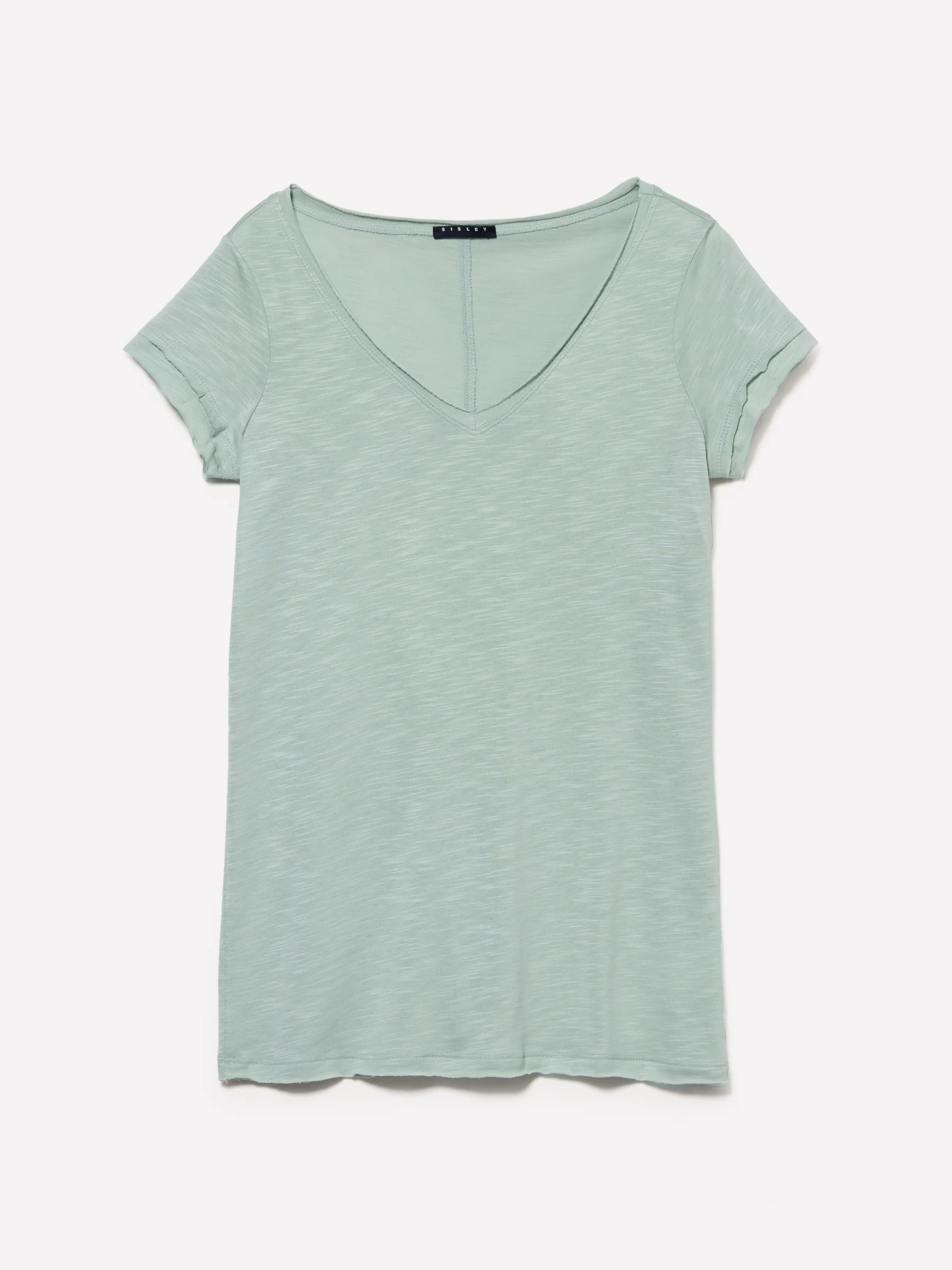 T-shirt con scollo a V e taglio a vivo