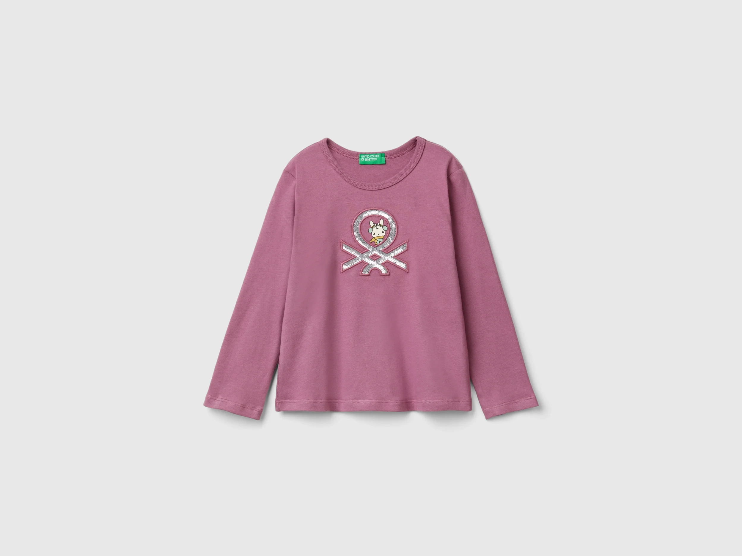 T-shirt con stampa e paillettes