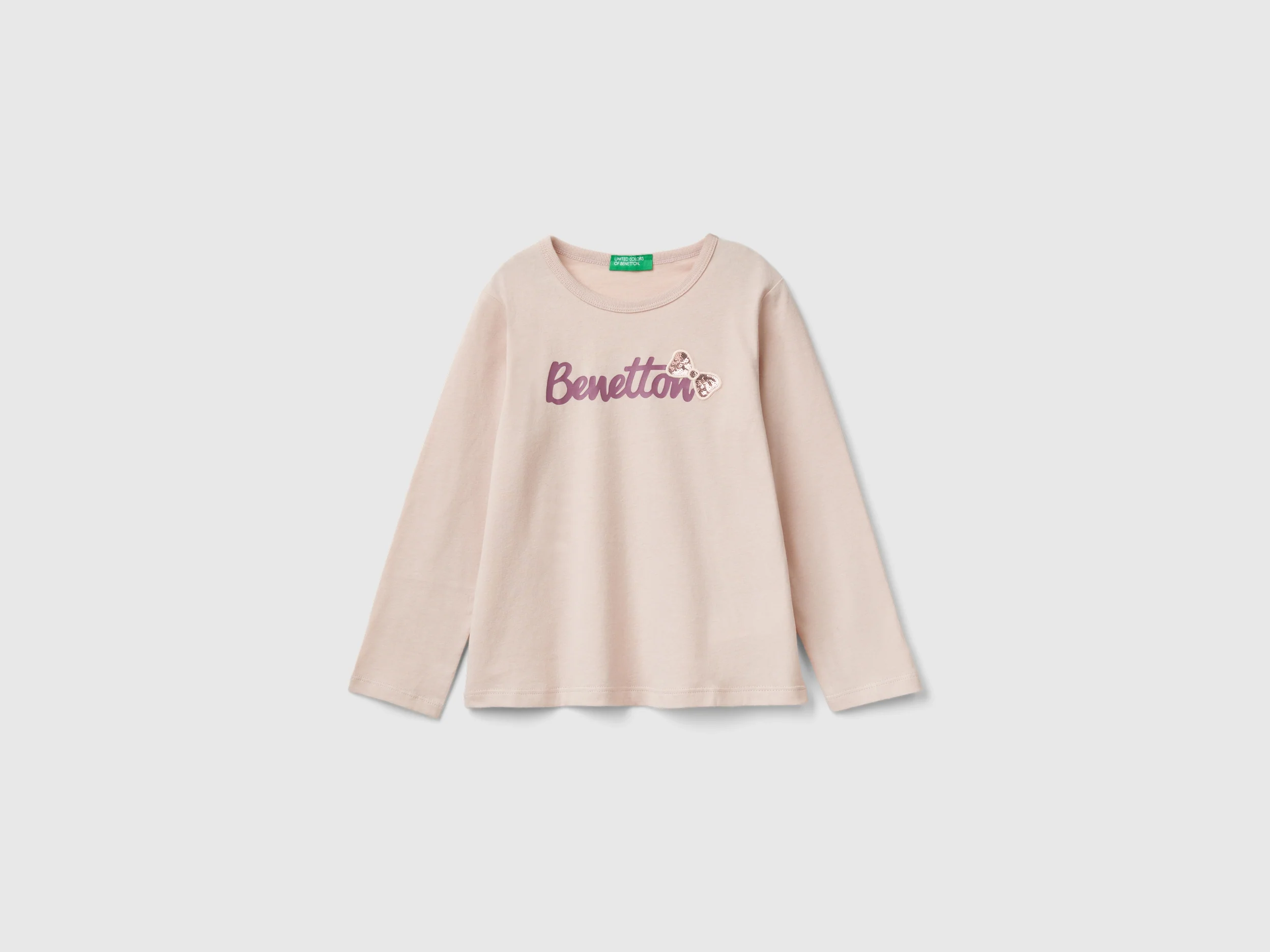 T-shirt con stampa e paillettes