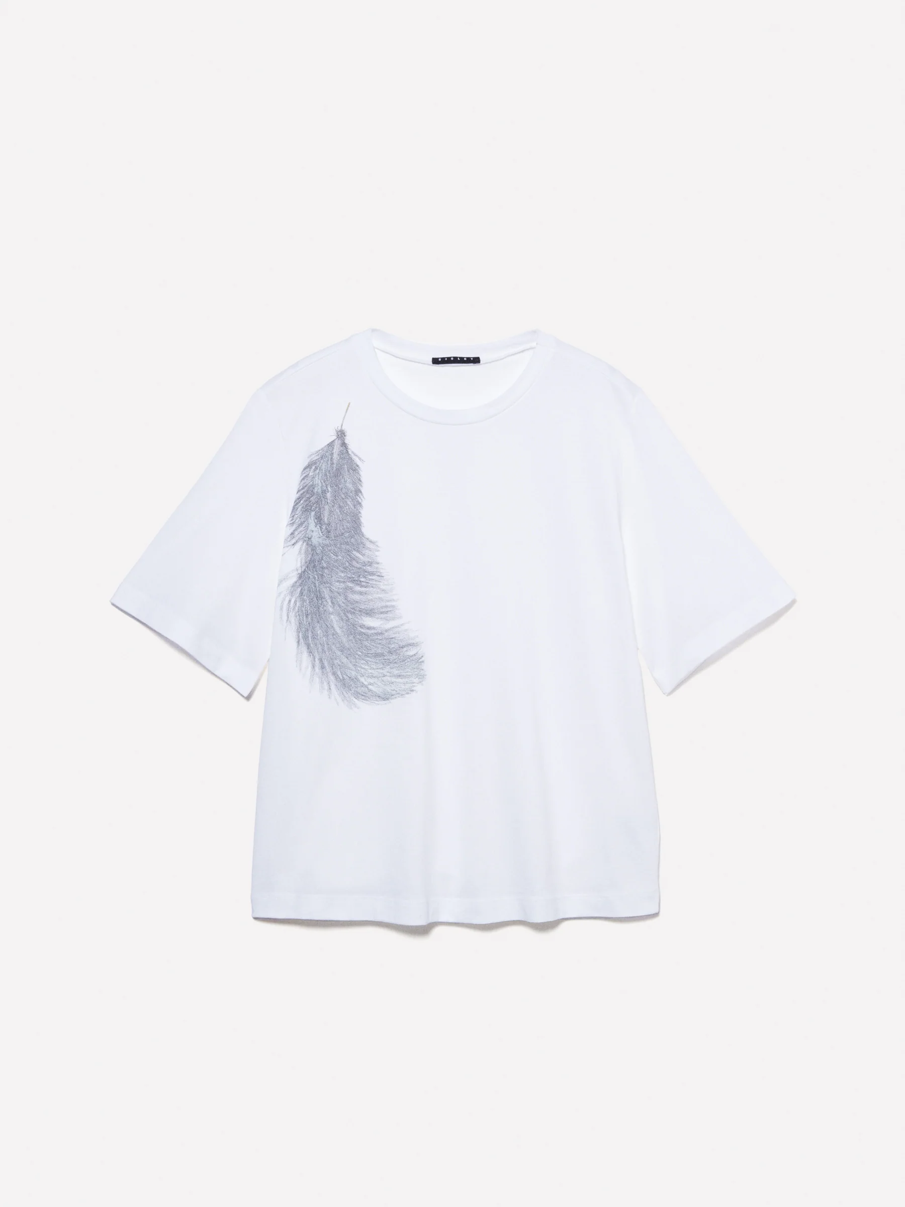 T-shirt con stampa piuma