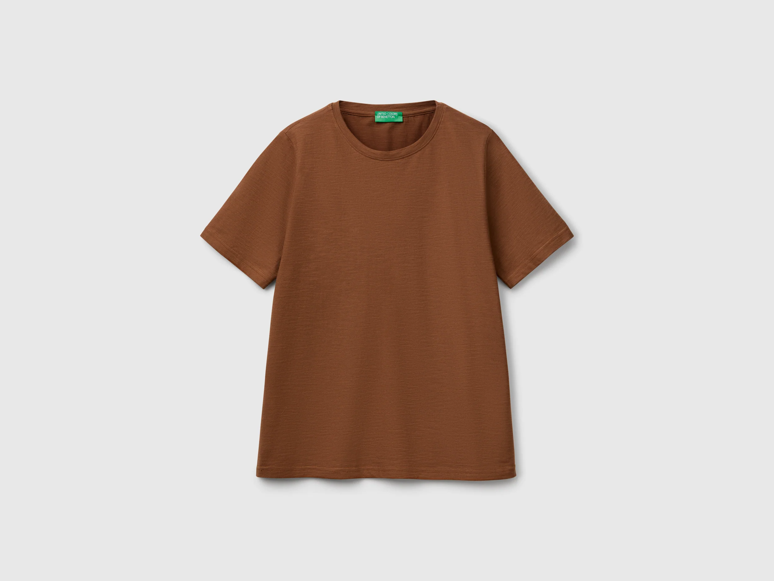 T-shirt girocollo in cotone fiammato
