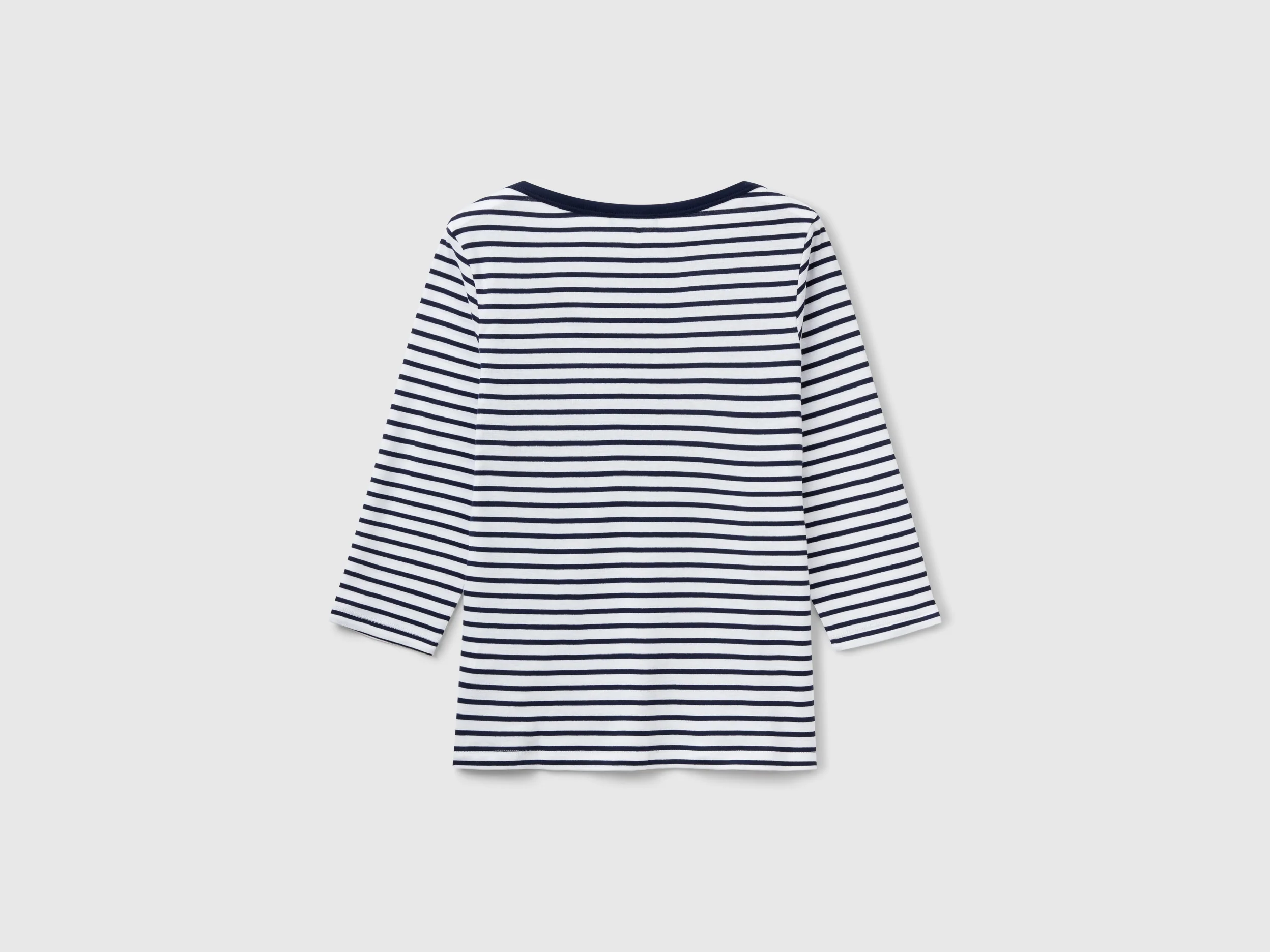 T-shirt manica 3/4 a righe in puro cotone - Image 2