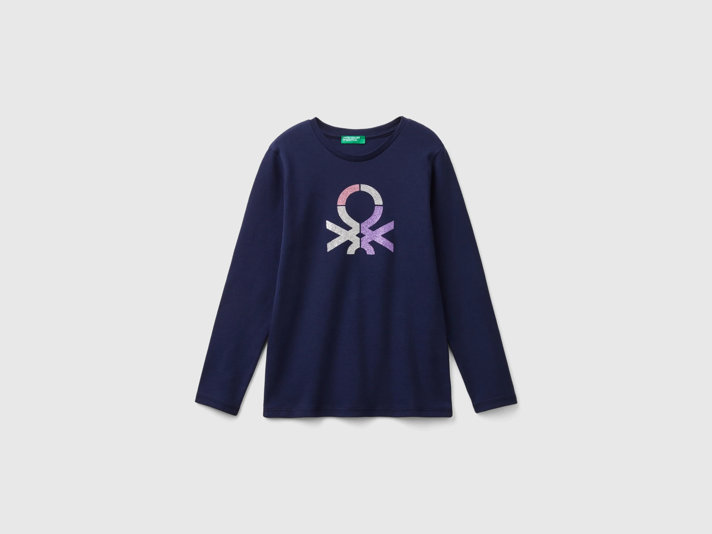 T-shirt manica lunga con stampa glitter