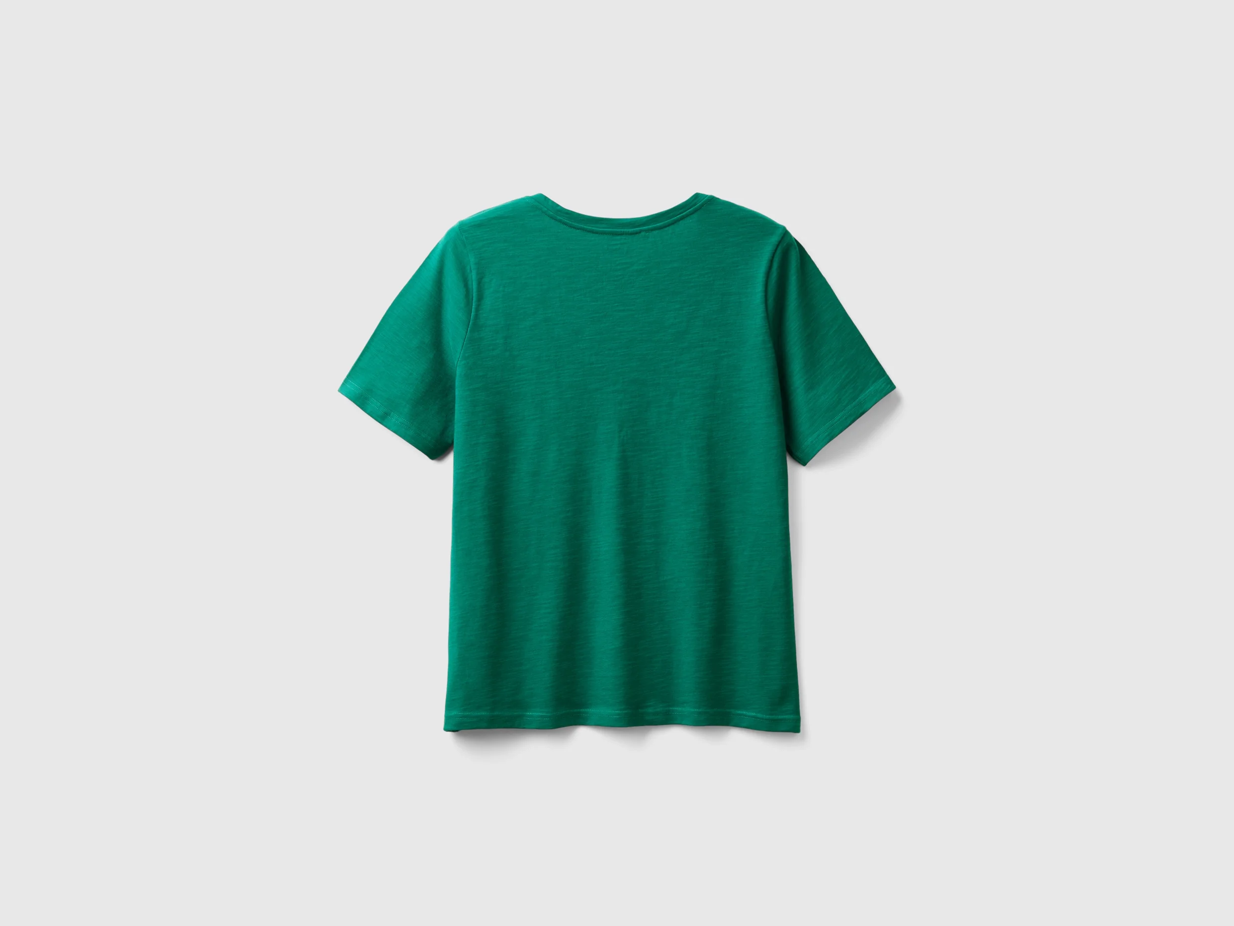 T-shirt scollo a V in cotone fiammato - Image 2