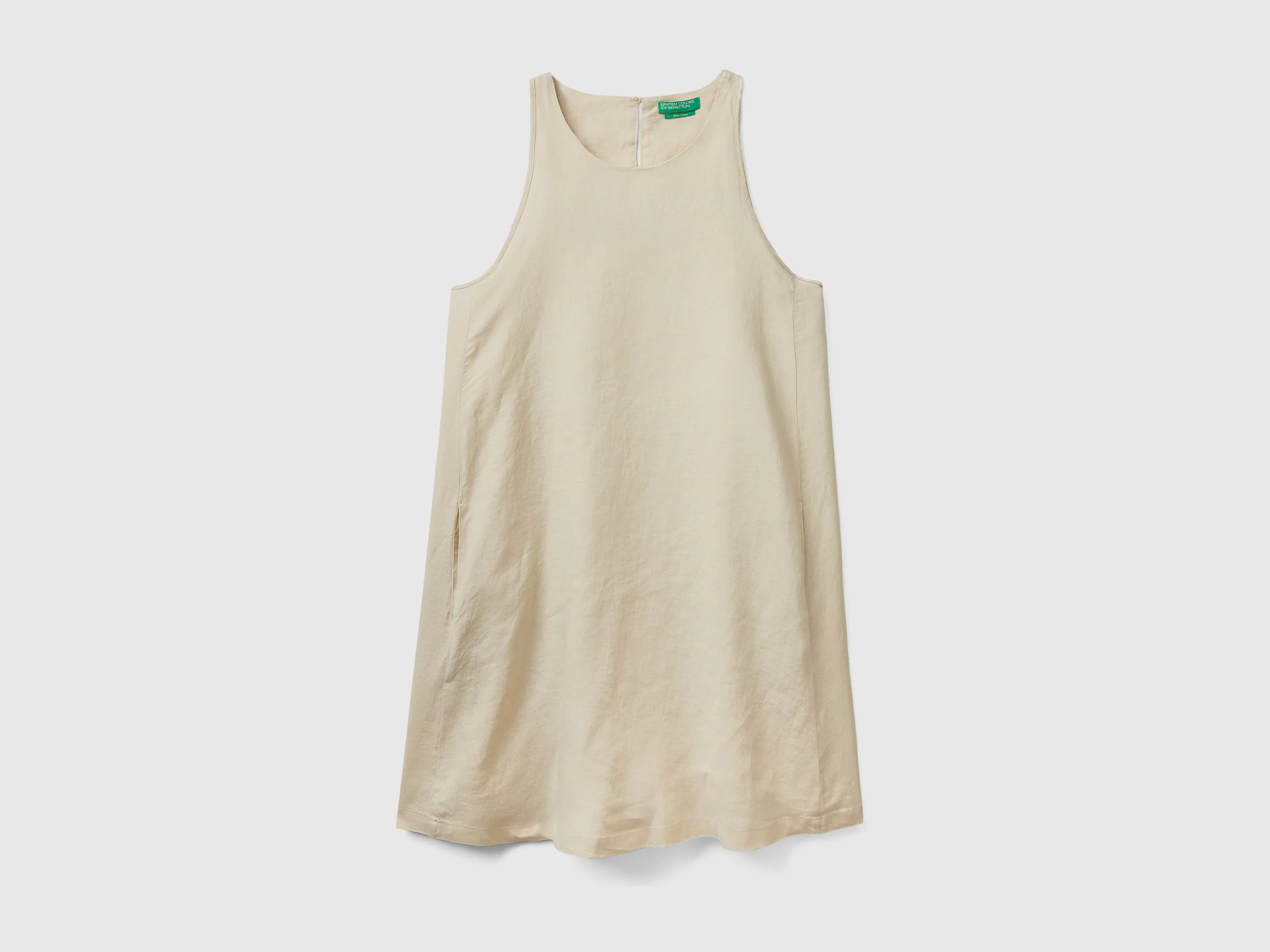 Vestito smanicato in puro lino