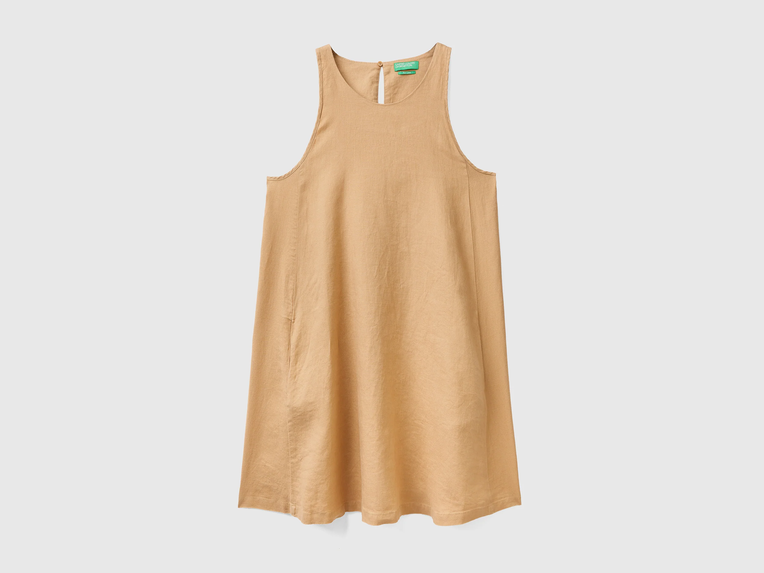 Vestito smanicato in puro lino