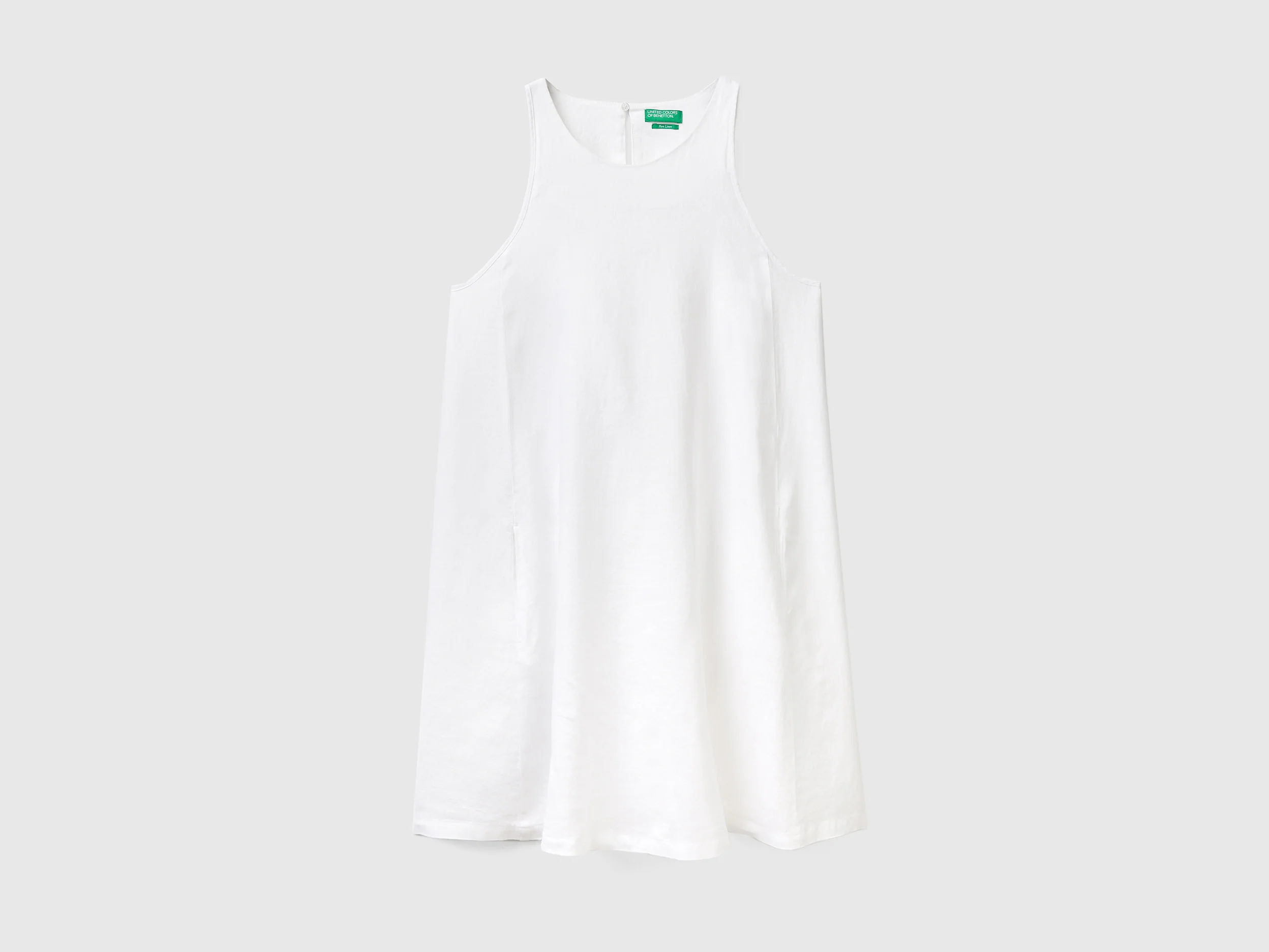 Vestito smanicato in puro lino